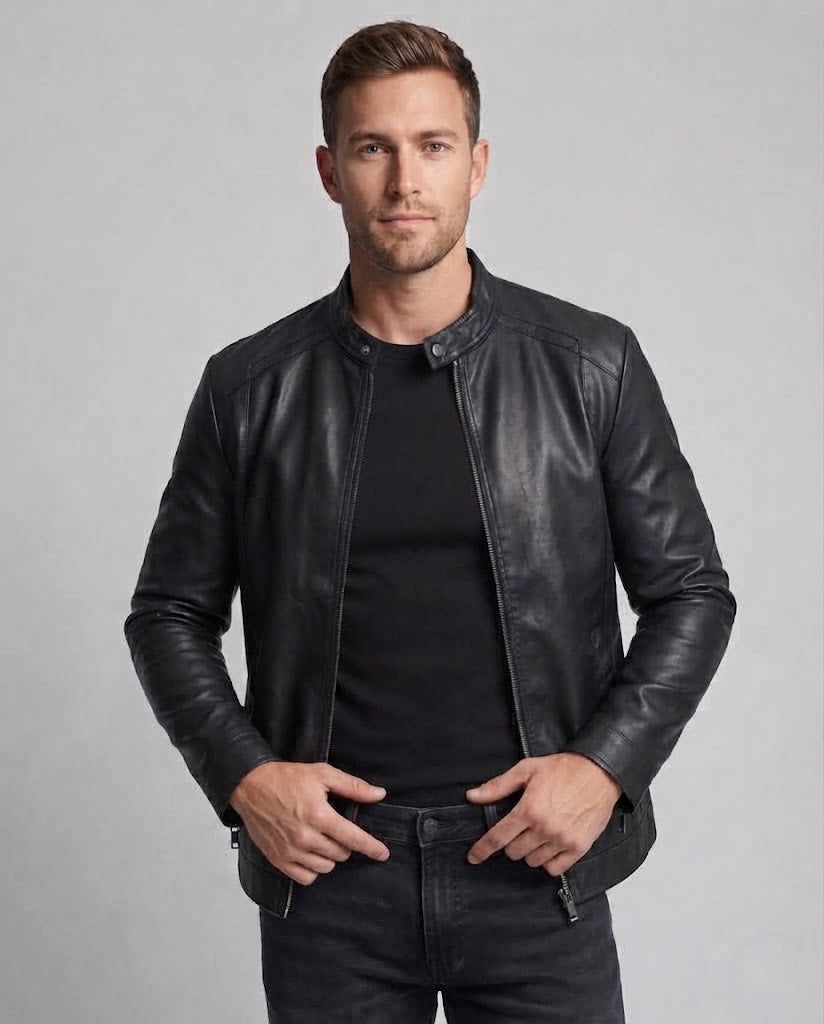 Men's Stylish Faux Leather Jacket with Stand-Up Collar Chichicherry 1788321813