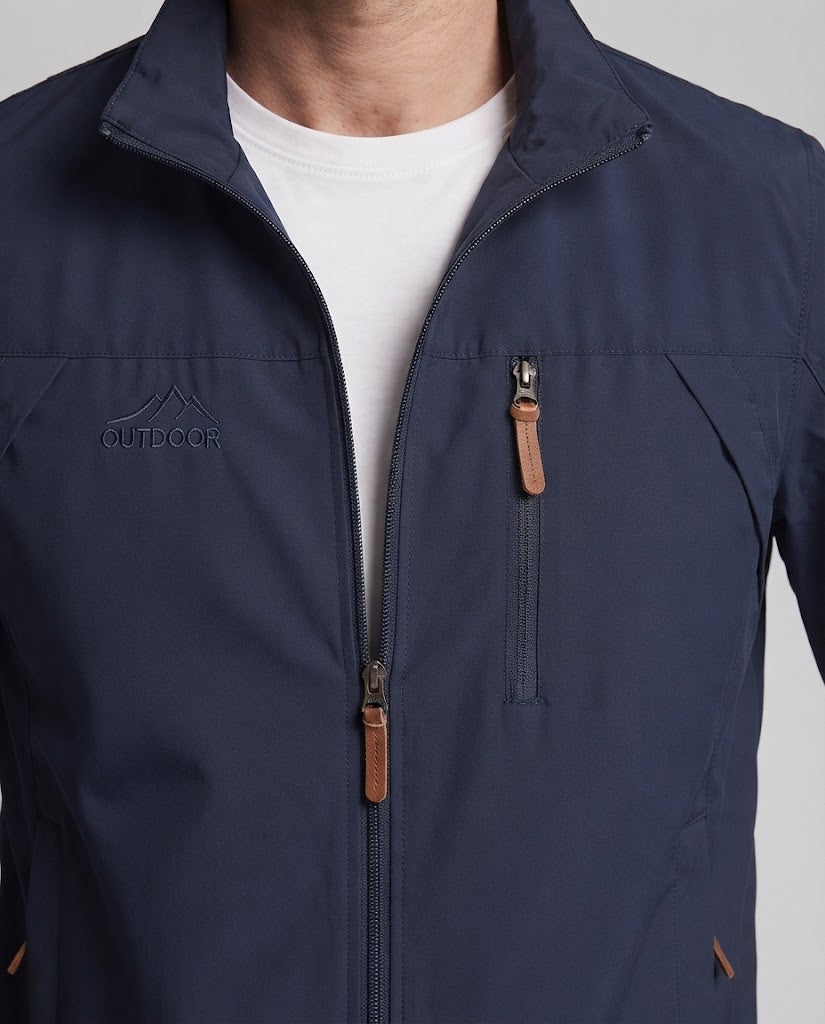 Men's lightweight wind-resistant outdoor jacket with stand-up collar, chest zipper and elastic cuffs Chichicherry