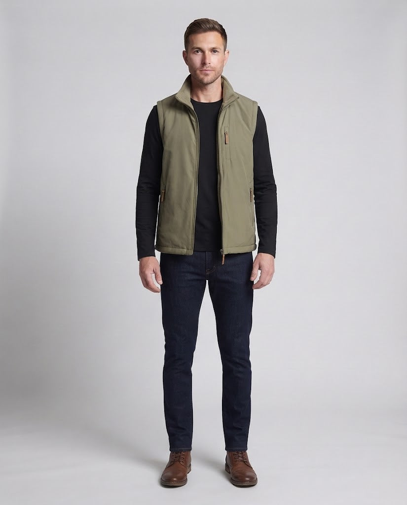 Men's Thermo Fleece Vest with Teddy Lining, High Collar and Zipper Pockets Chichicherry