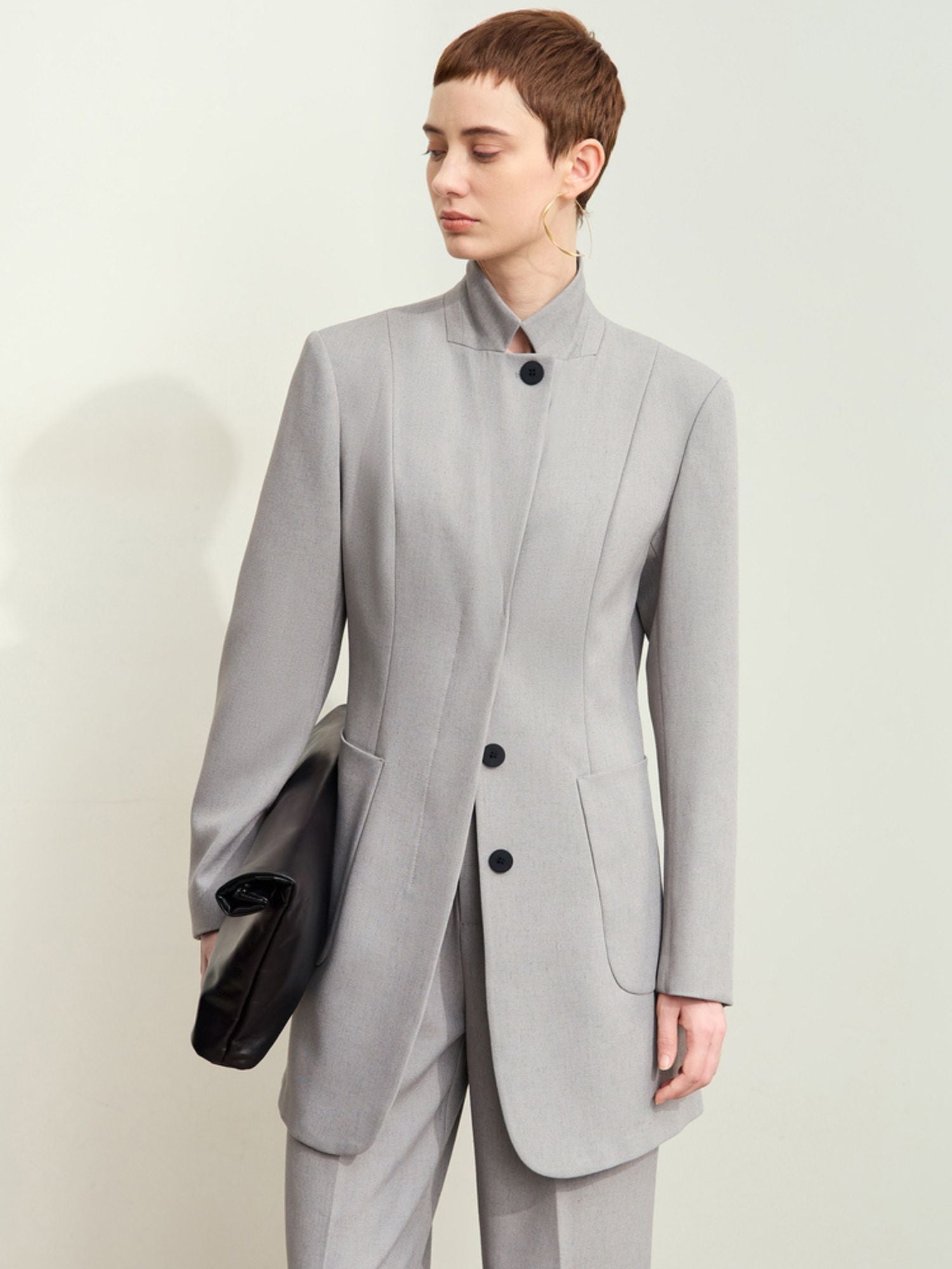 Blazer with Stand Collar