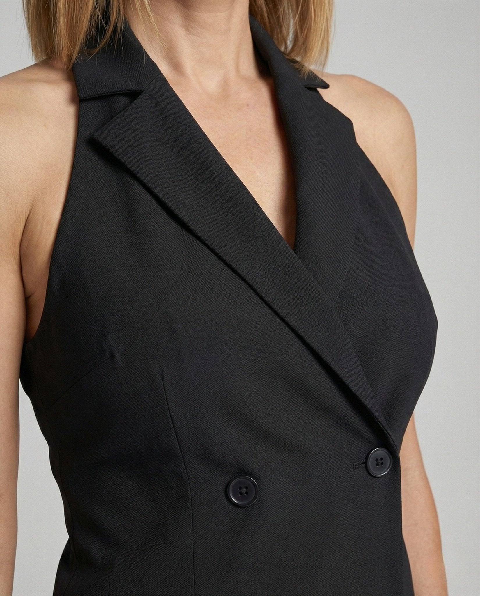 Blazer Mini Dress Double Breasted Sleeveless Women - Chichicherry