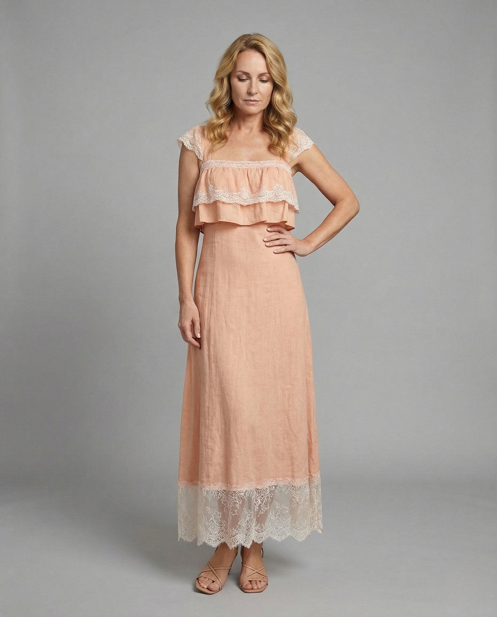 Boho Lace Maxi Dress with Ruffles Women - Chichicherry