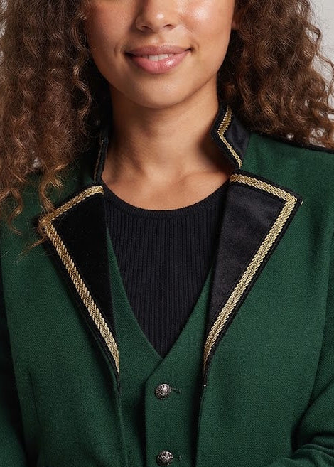 Women's elegant tailcoat with asymmetric details and royal accents Chichicherry
