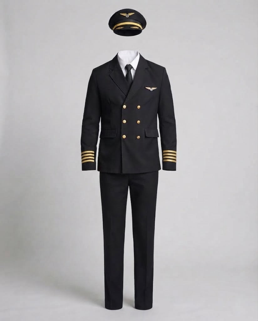 Men's pilot costume with authentic details and gold accents Chichicherry