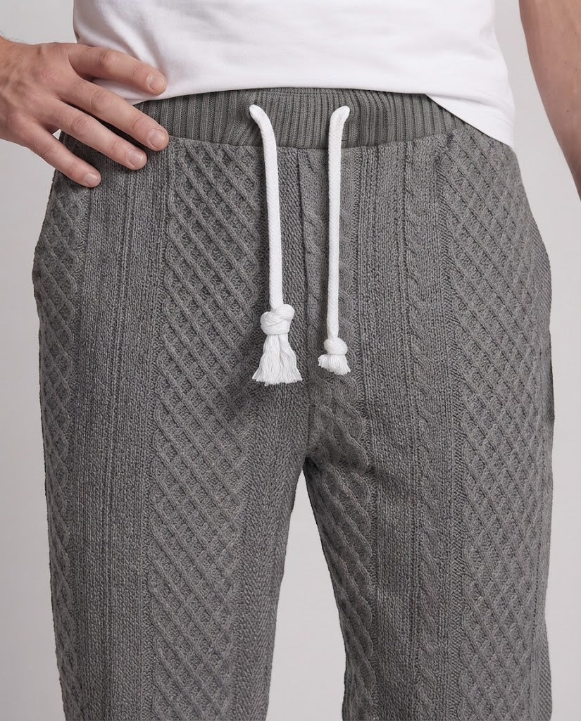Men's Structured Thermal Jogging Pants with Elastic Waistband and Ribbed Cuffs Chichicherry