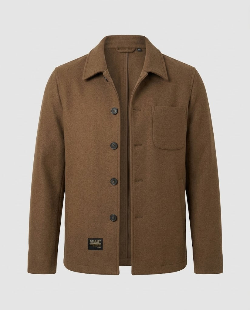Men's short wool jacket in carcoat style with chest pocket Chichicherry