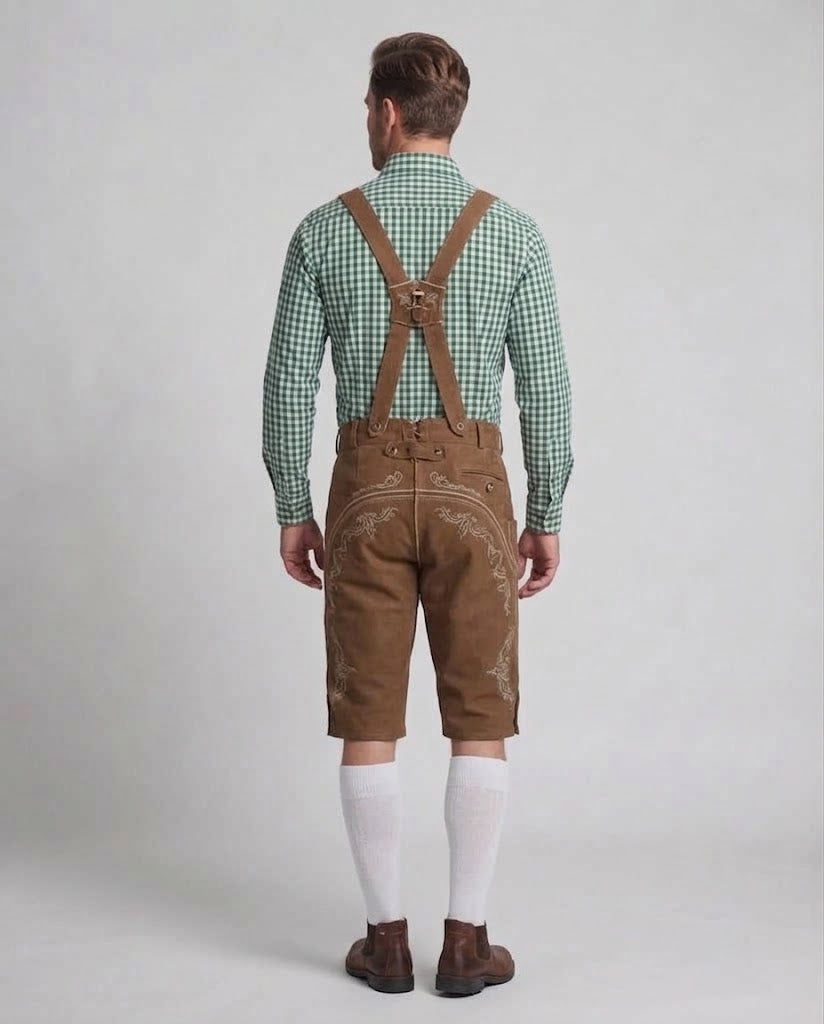 Men's traditional leather shorts with elaborate embroidery Chichicherry