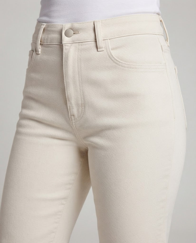Women straight cut chino pants with high waist and slim crease Chichicherry