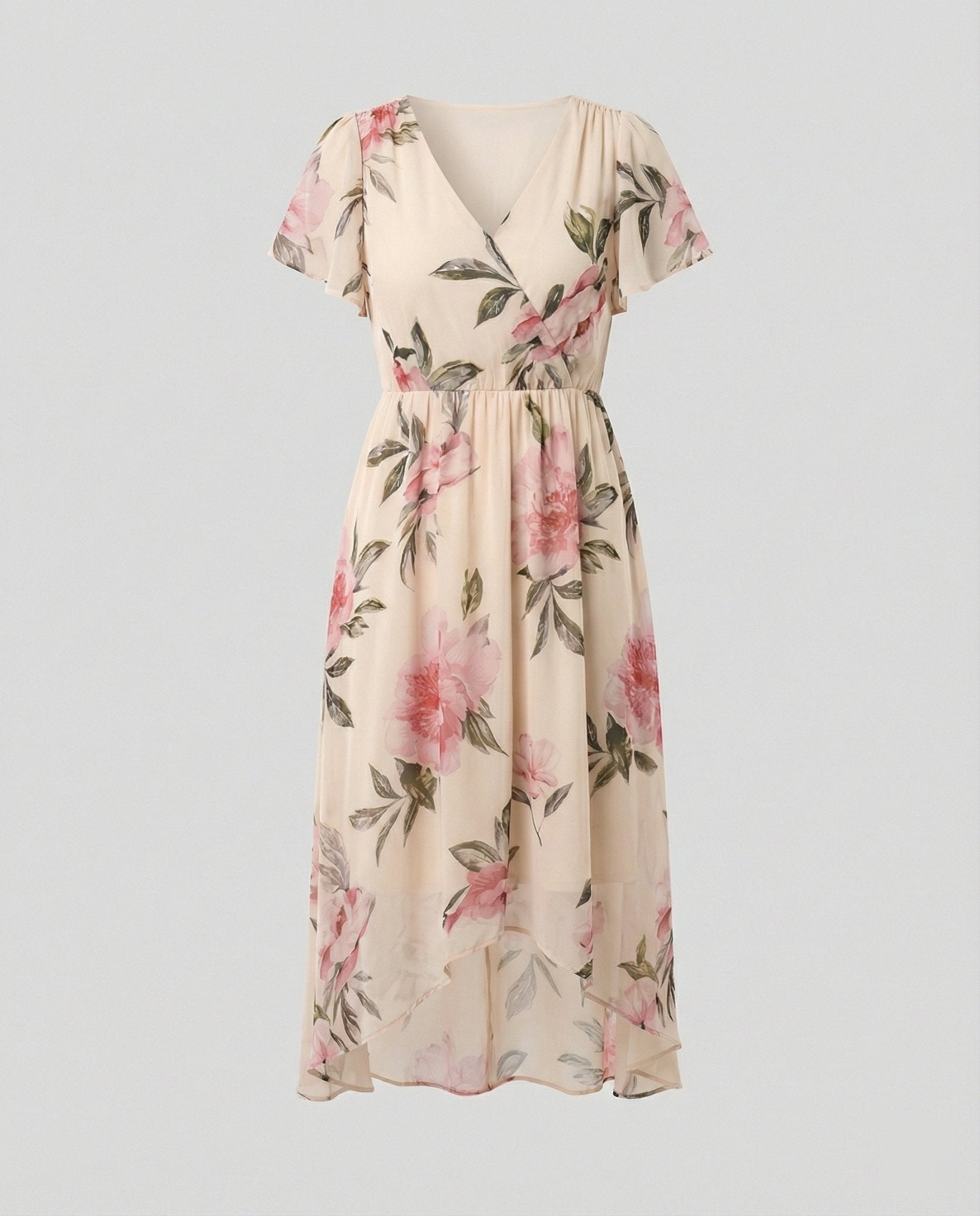 Casual dress women chiffon high low - Chichicherry