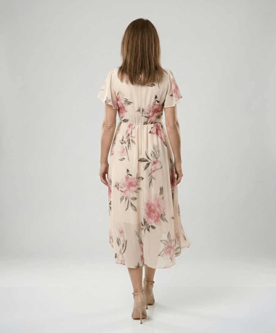 Casual dress women chiffon high low - Chichicherry