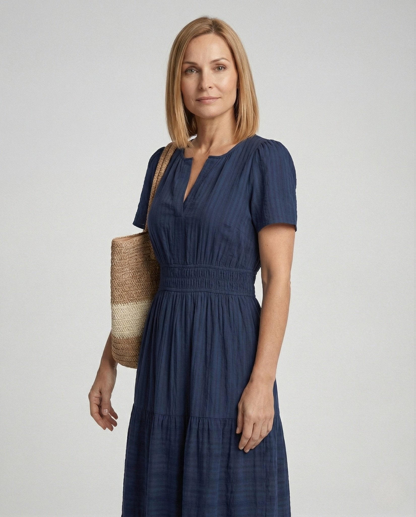 Casual dress women midi dress pleats - Chichicherry