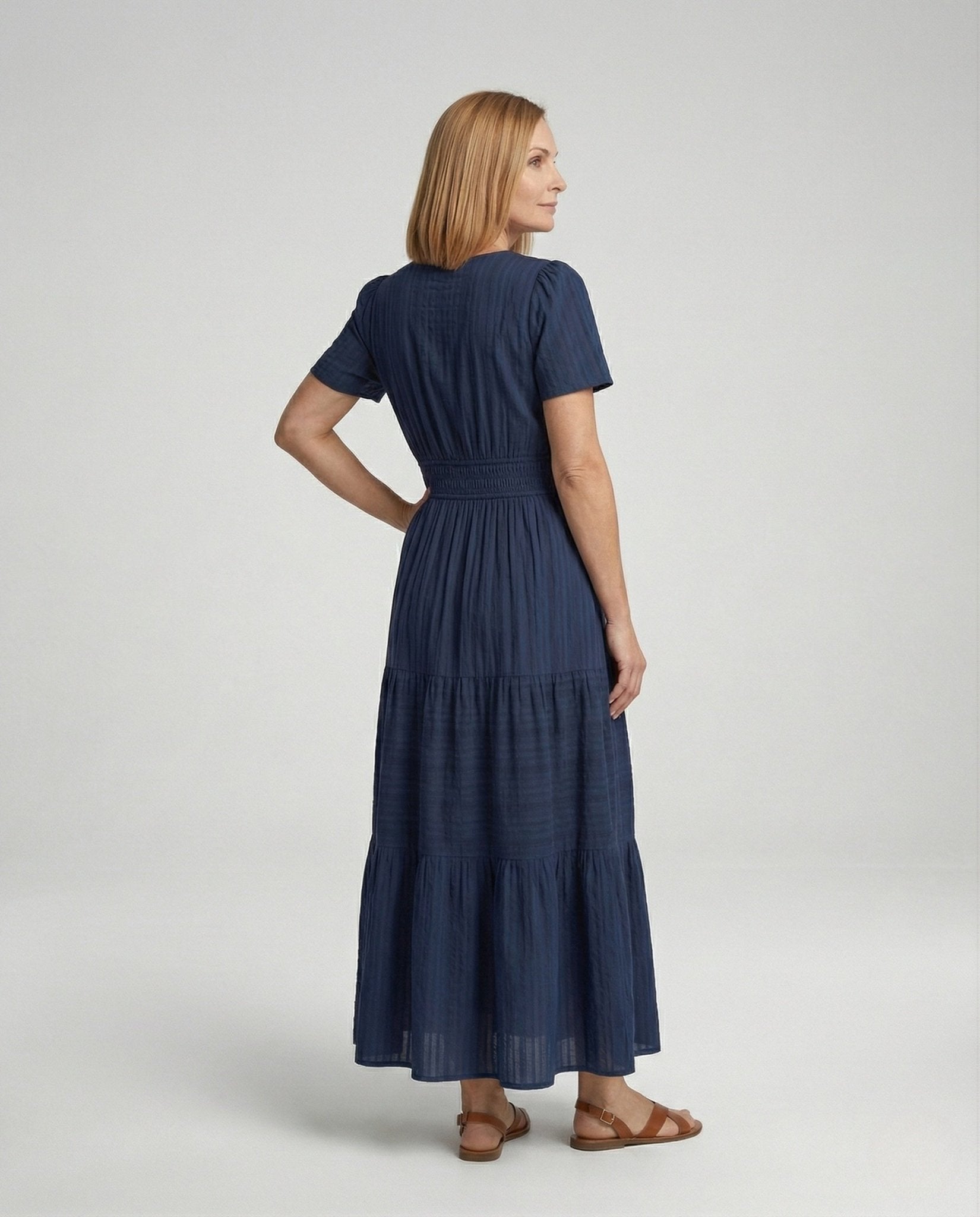 Casual dress women midi dress pleats - Chichicherry