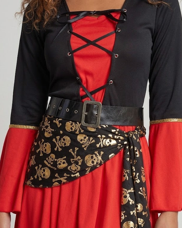 Women Pirate Costume with Decorative Belt and Elegant Sleeves Chichicherry