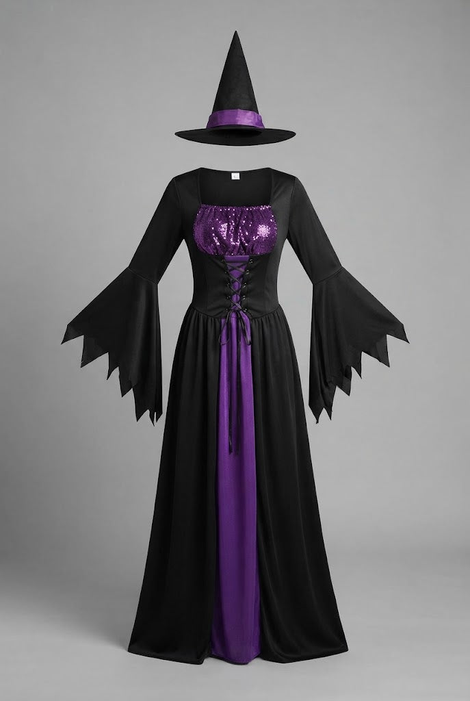 Women's Enchanting Witch Robe with Elegant Hat and Accessories Chichicherry