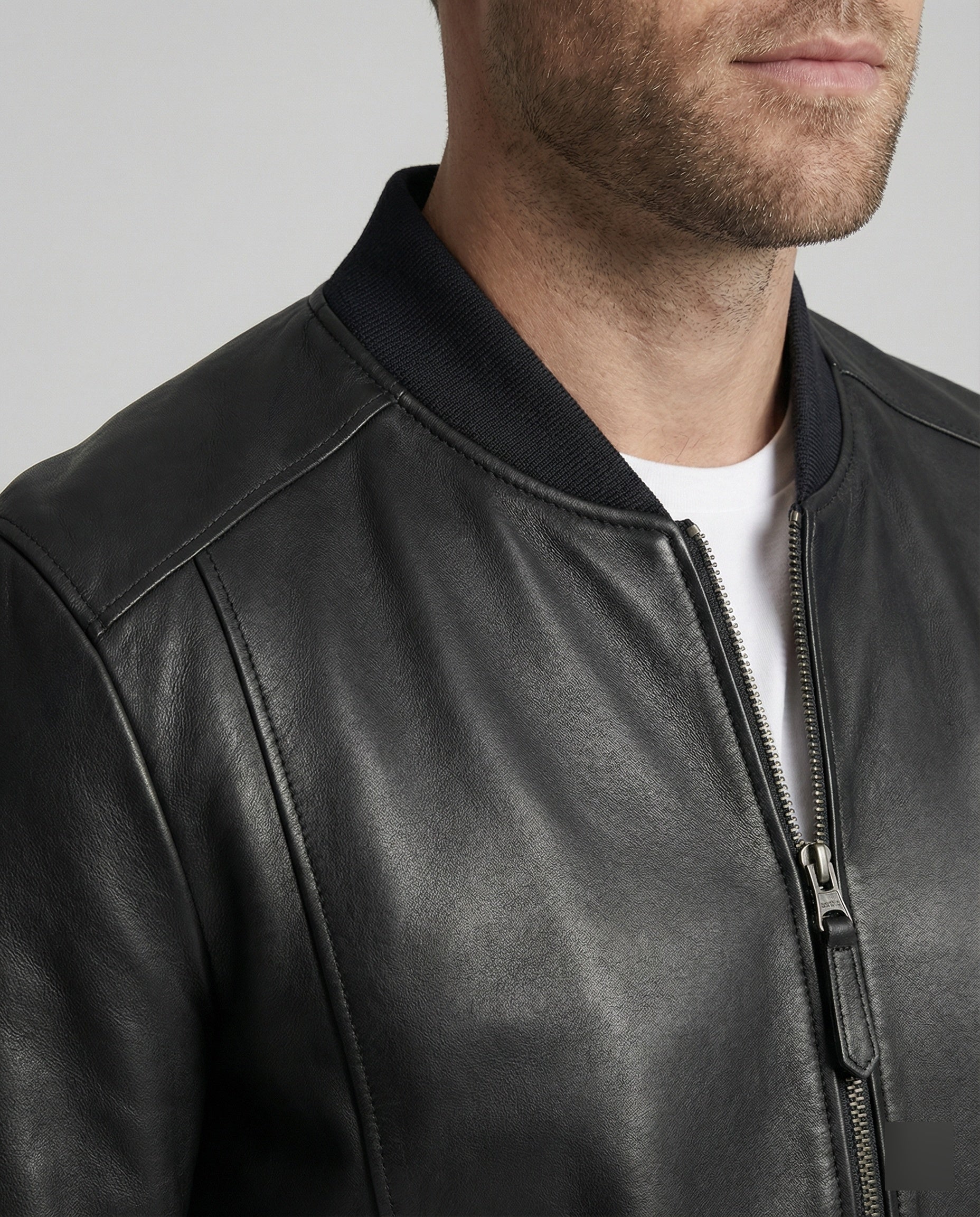 Men's Leather Look Bomber Jacket