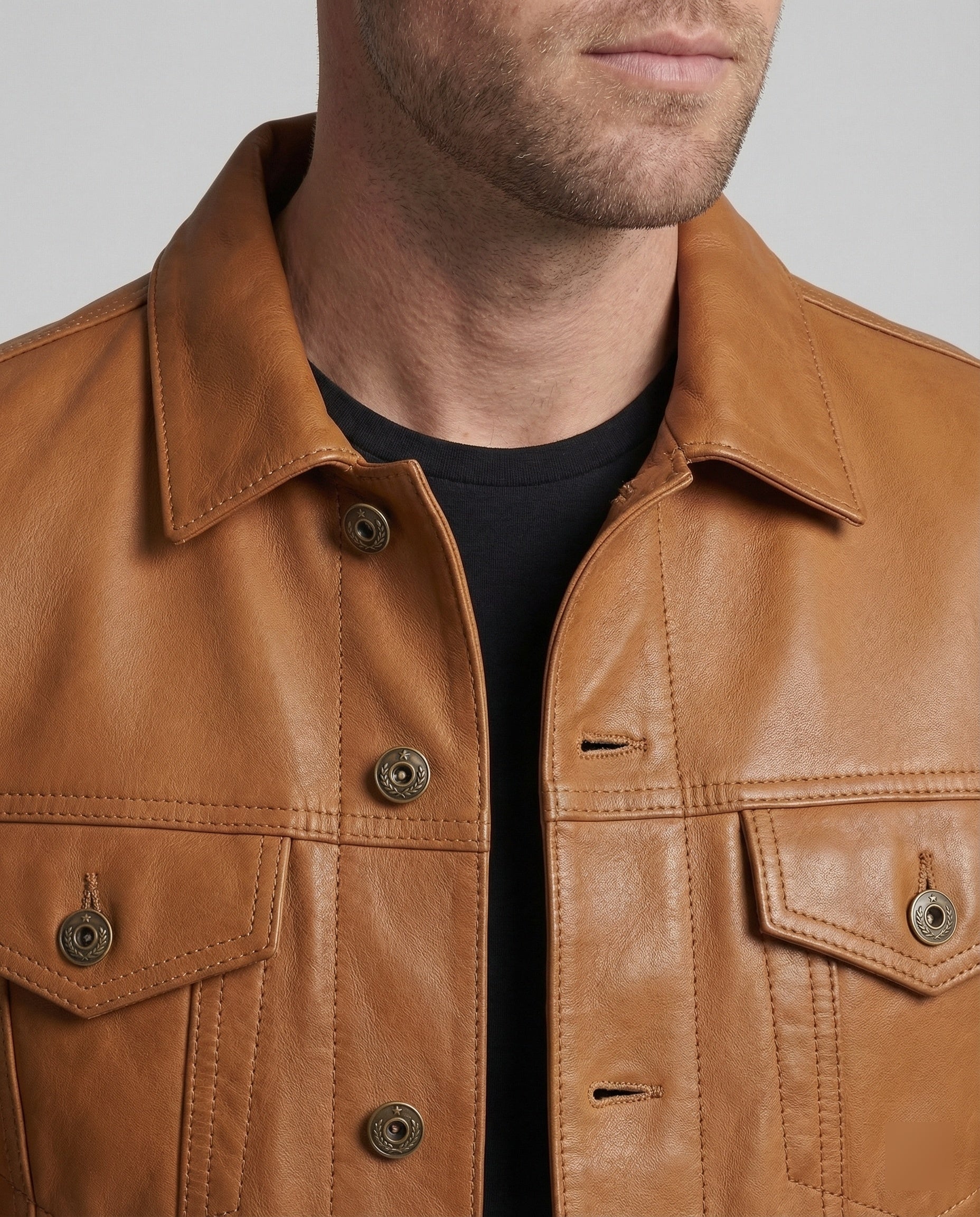 Men's Faux Leather Thermal Jacket