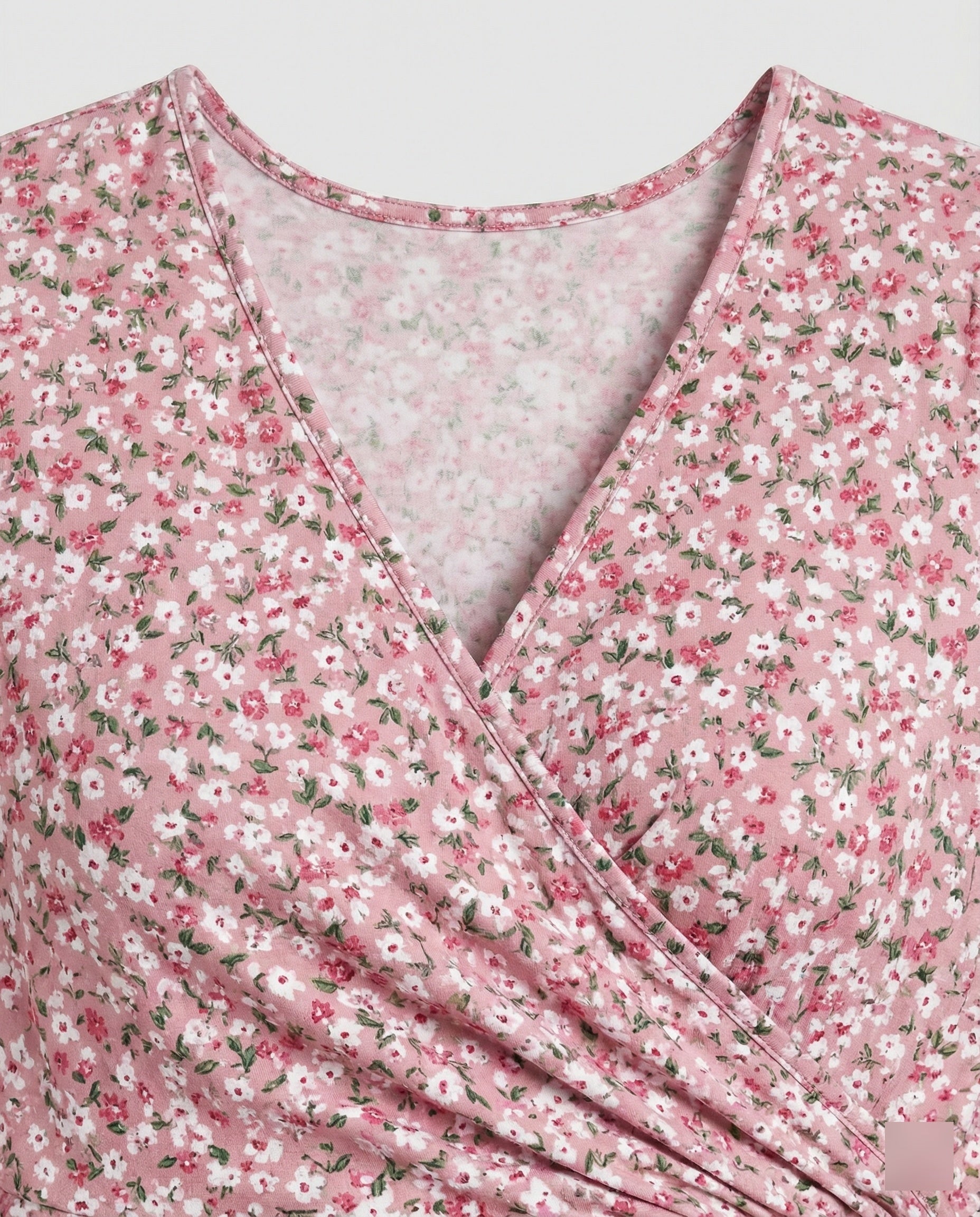 Ladies wrap floral dress with short sleeves
