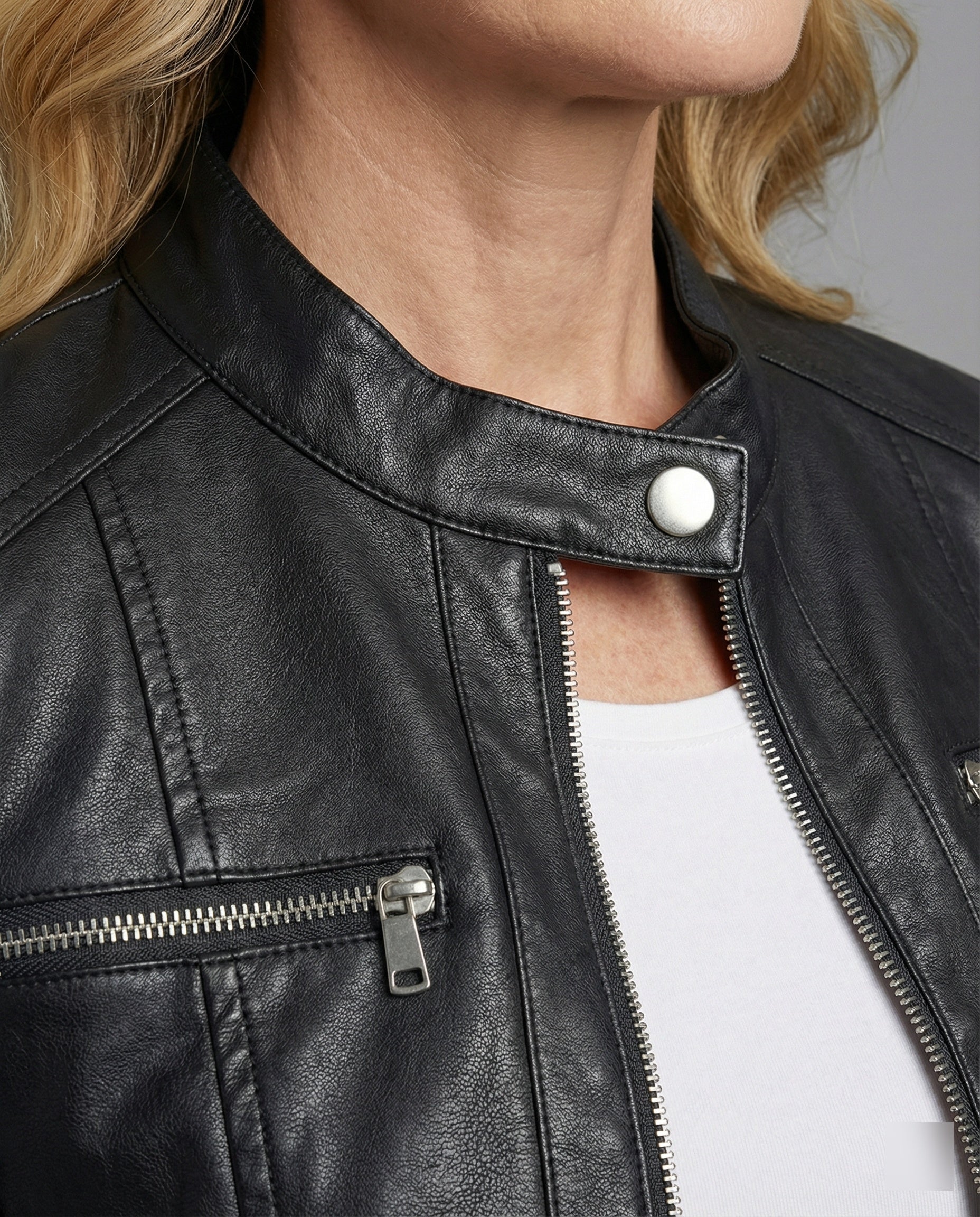Women's Leather Jacket Black Biker Jacket