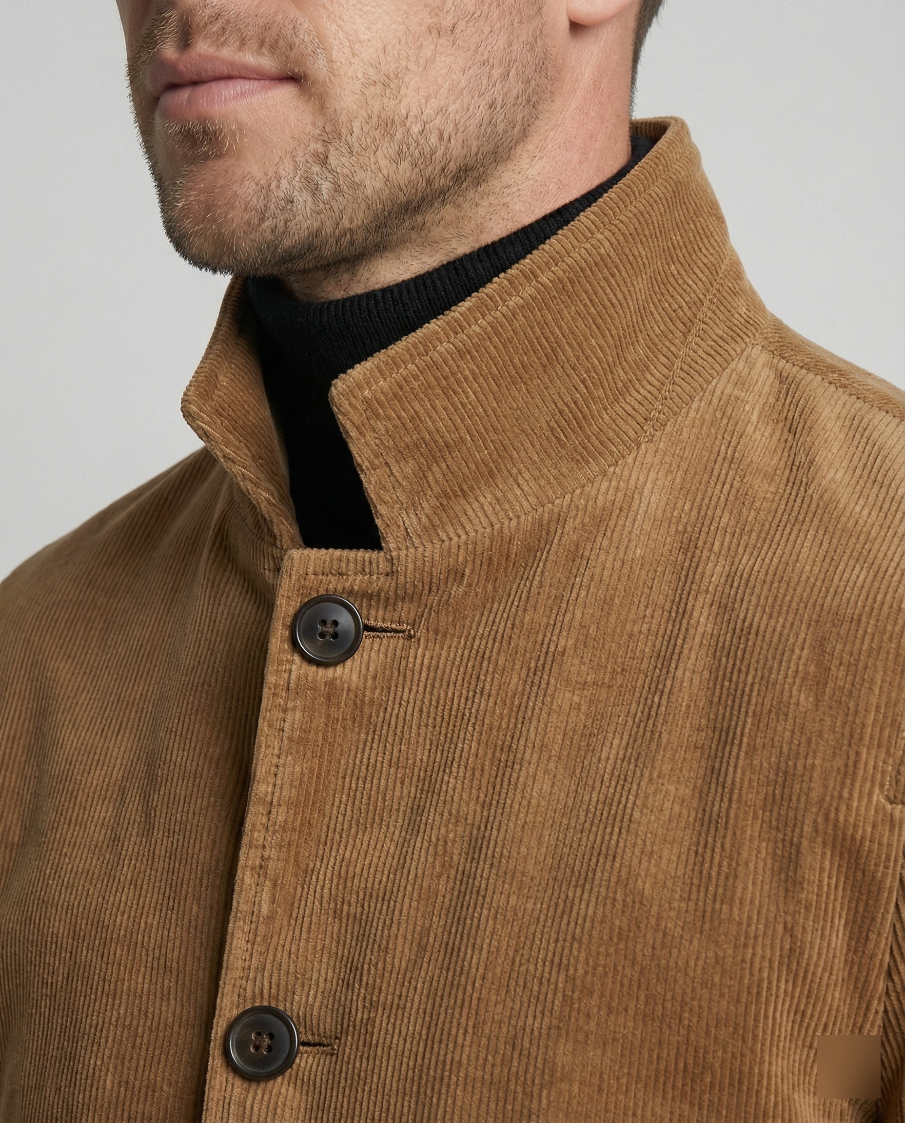 Men's cord jacket with high collar