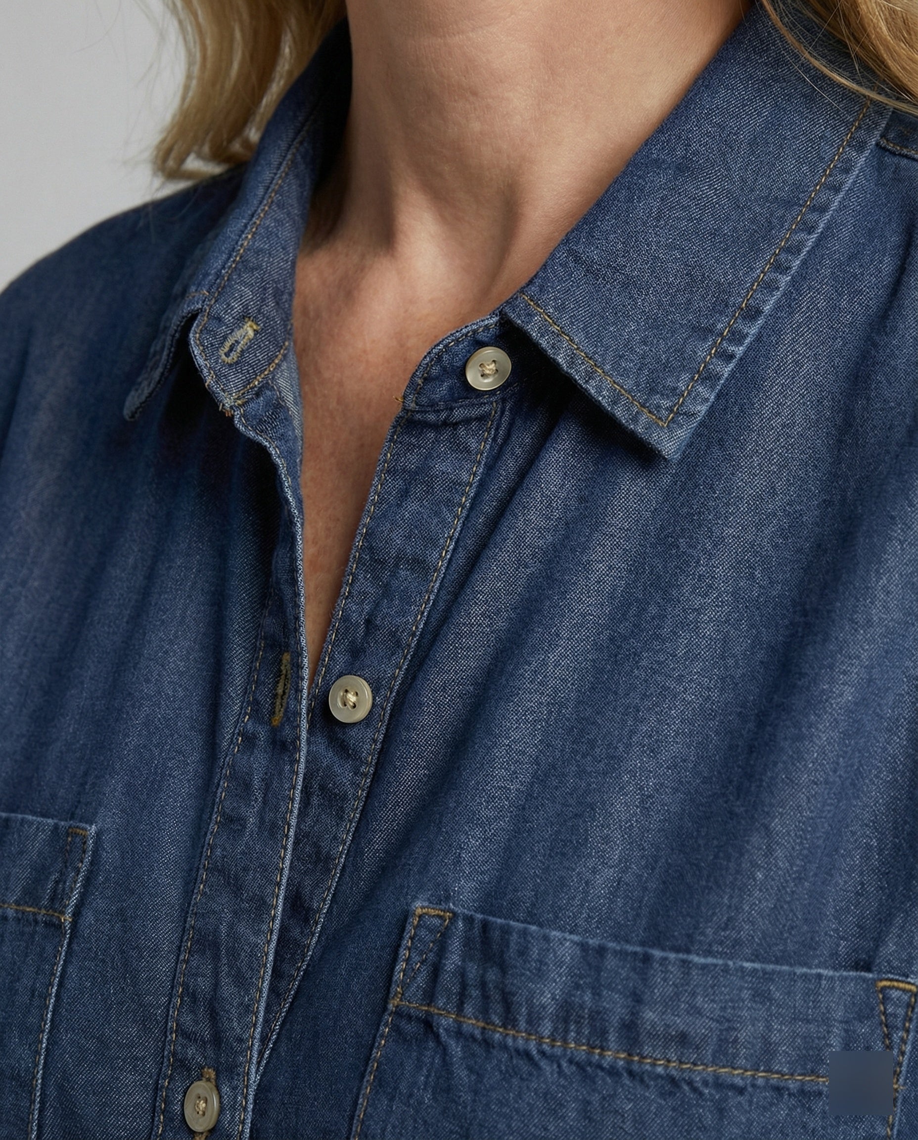Women's denim shirt dress with classic cut