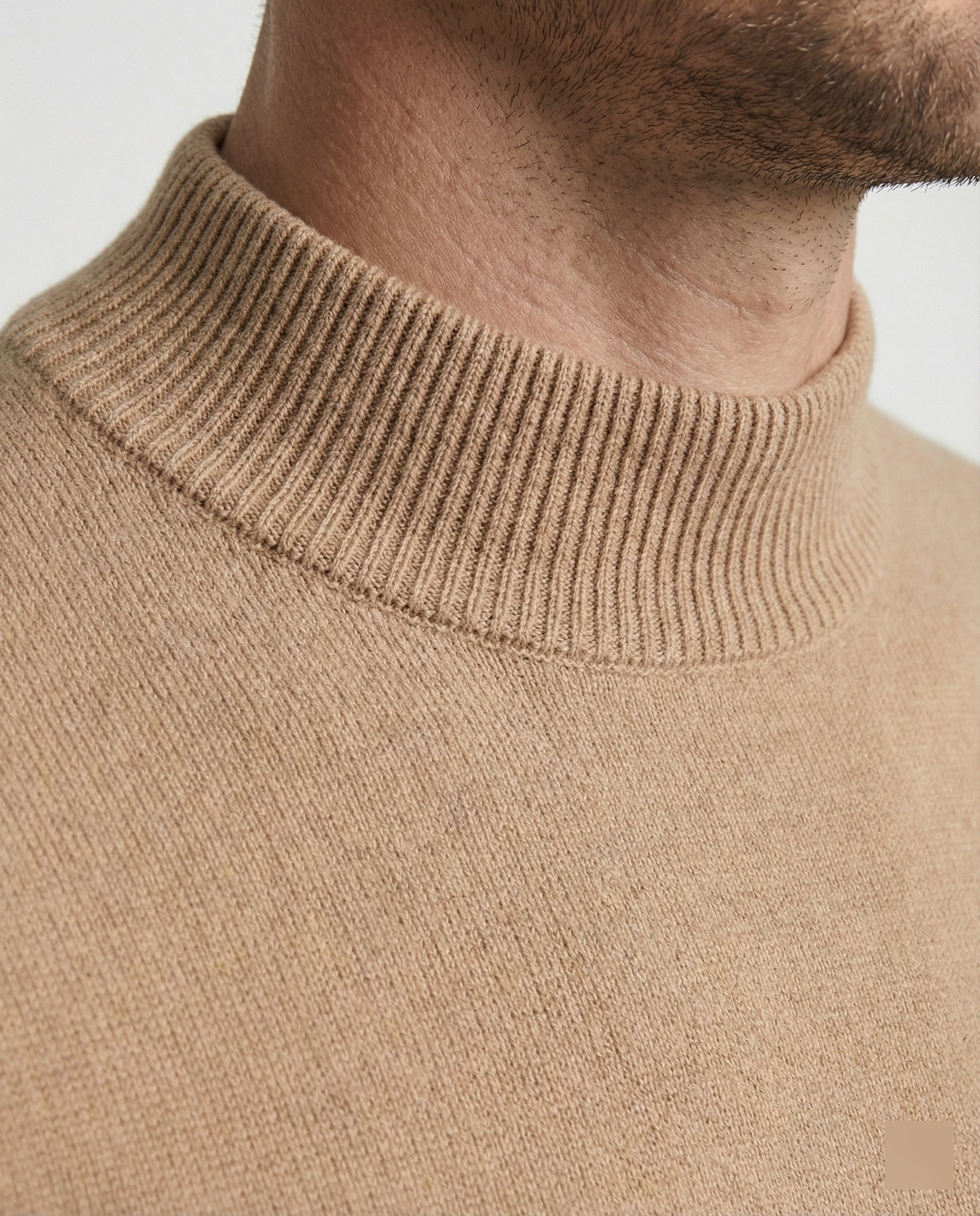 Men's knitted sweater with stand-up collar