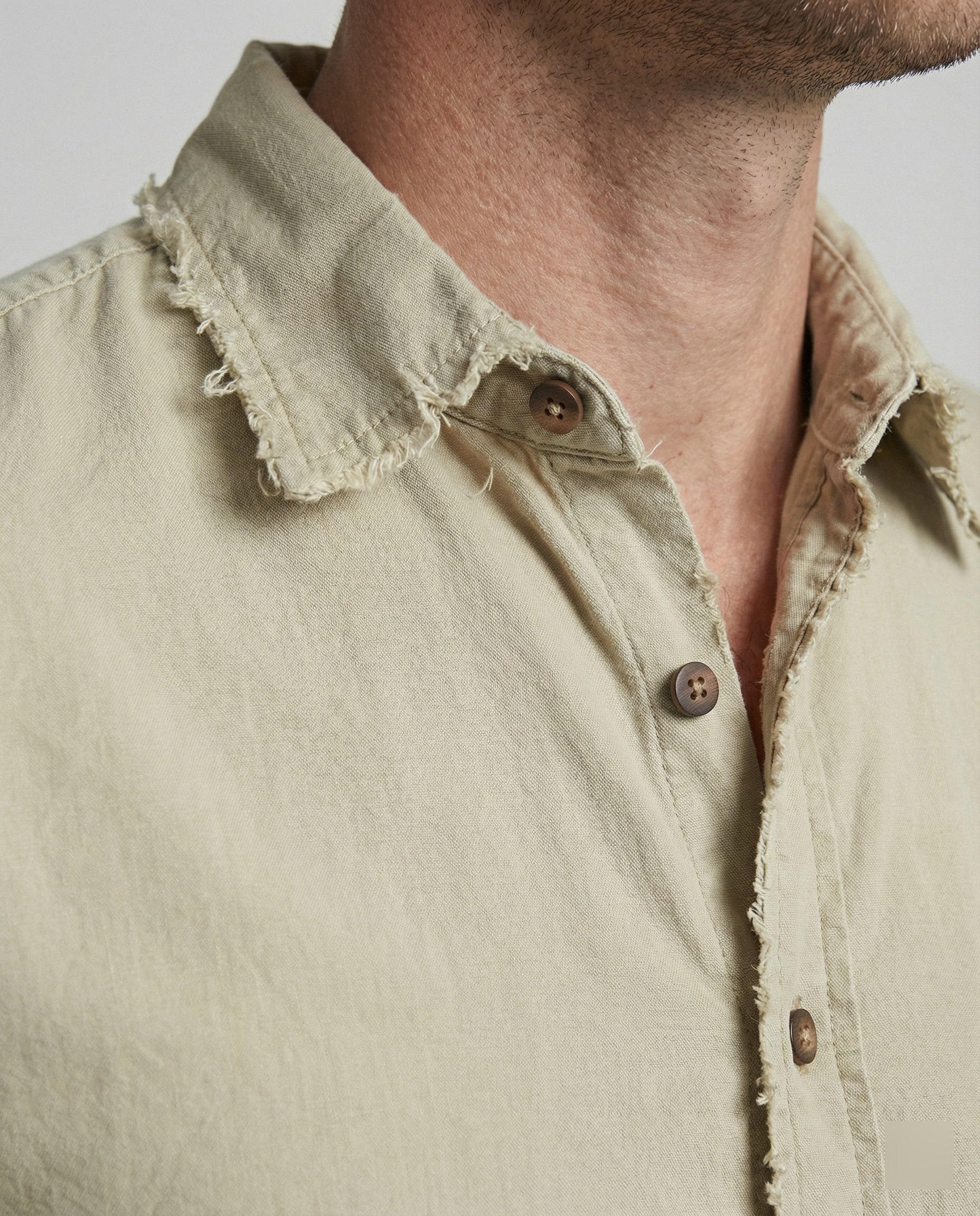 Men's Casual Button-Down Shirt with Asymmetrical Hem