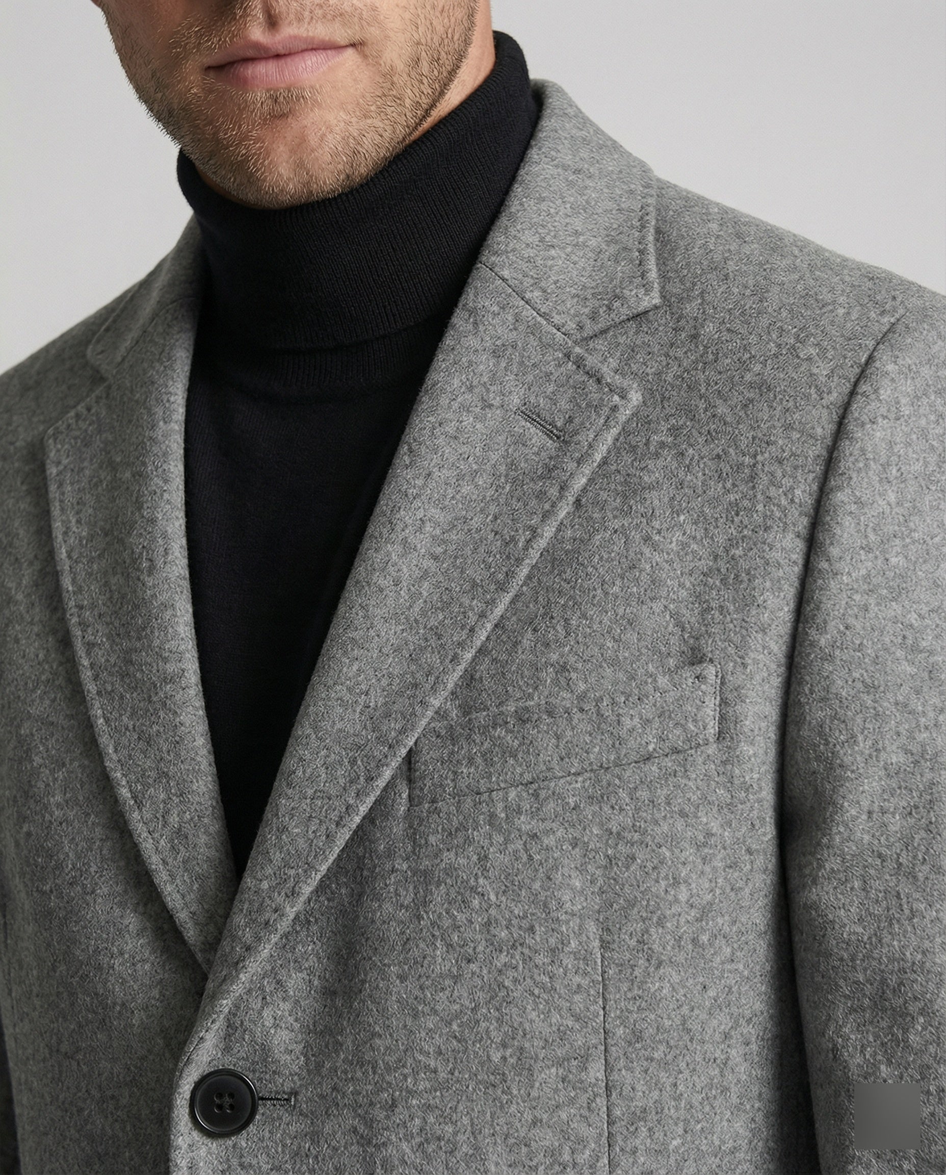 Men's Classic Wool Coat with Double Button Placket
