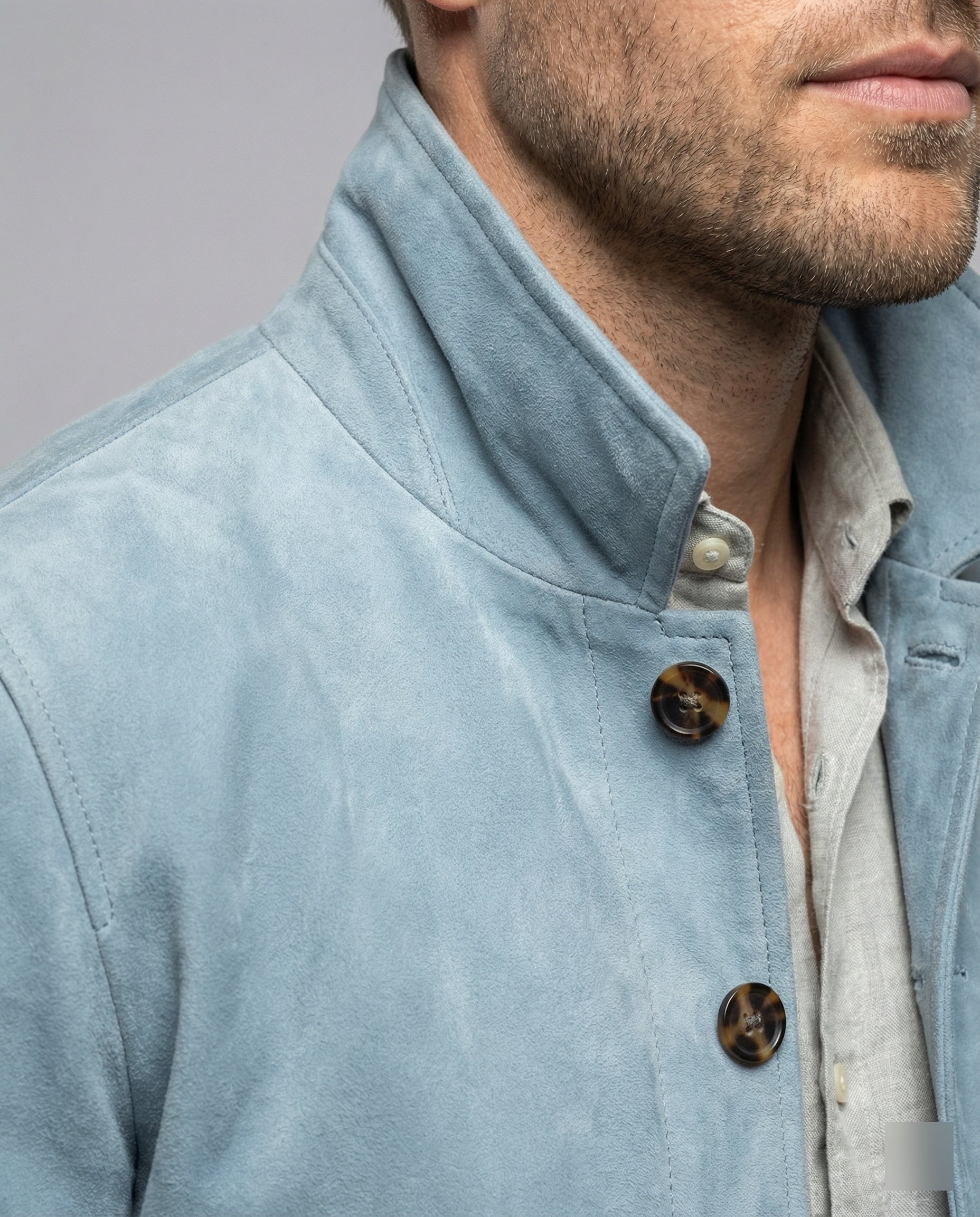 Men's casual suede jacket with practical collar