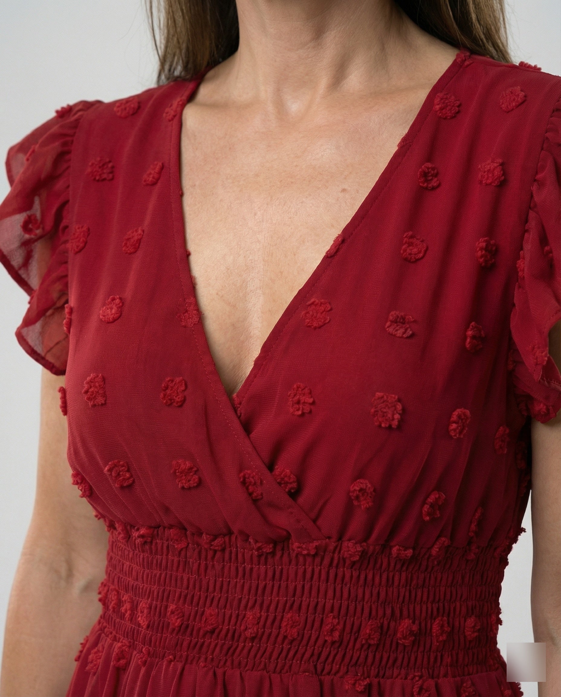 Women's midi dress with smocked waistband