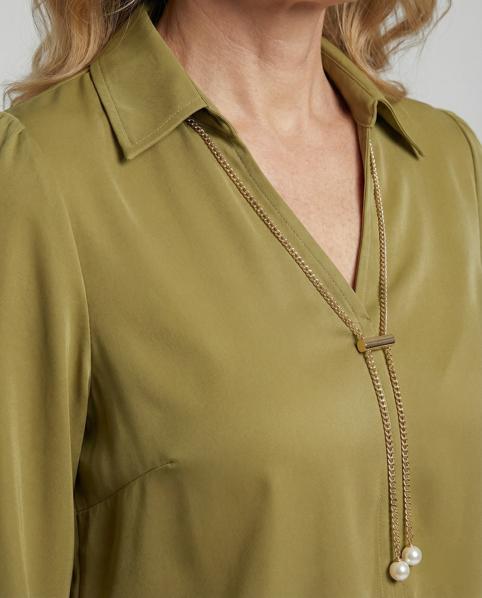 Women's blouse with modern V-neck