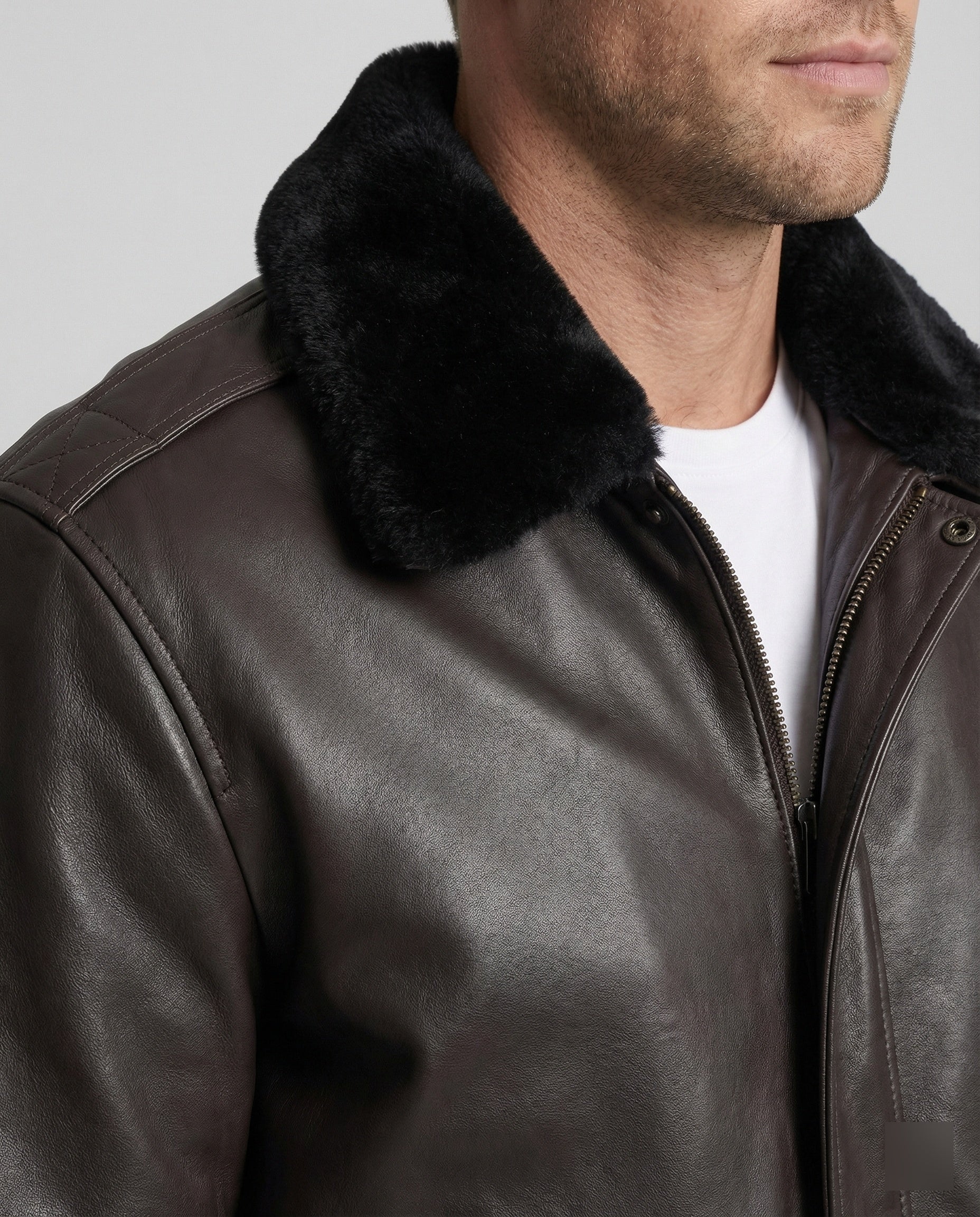 Men's pilot jacket with faux fur