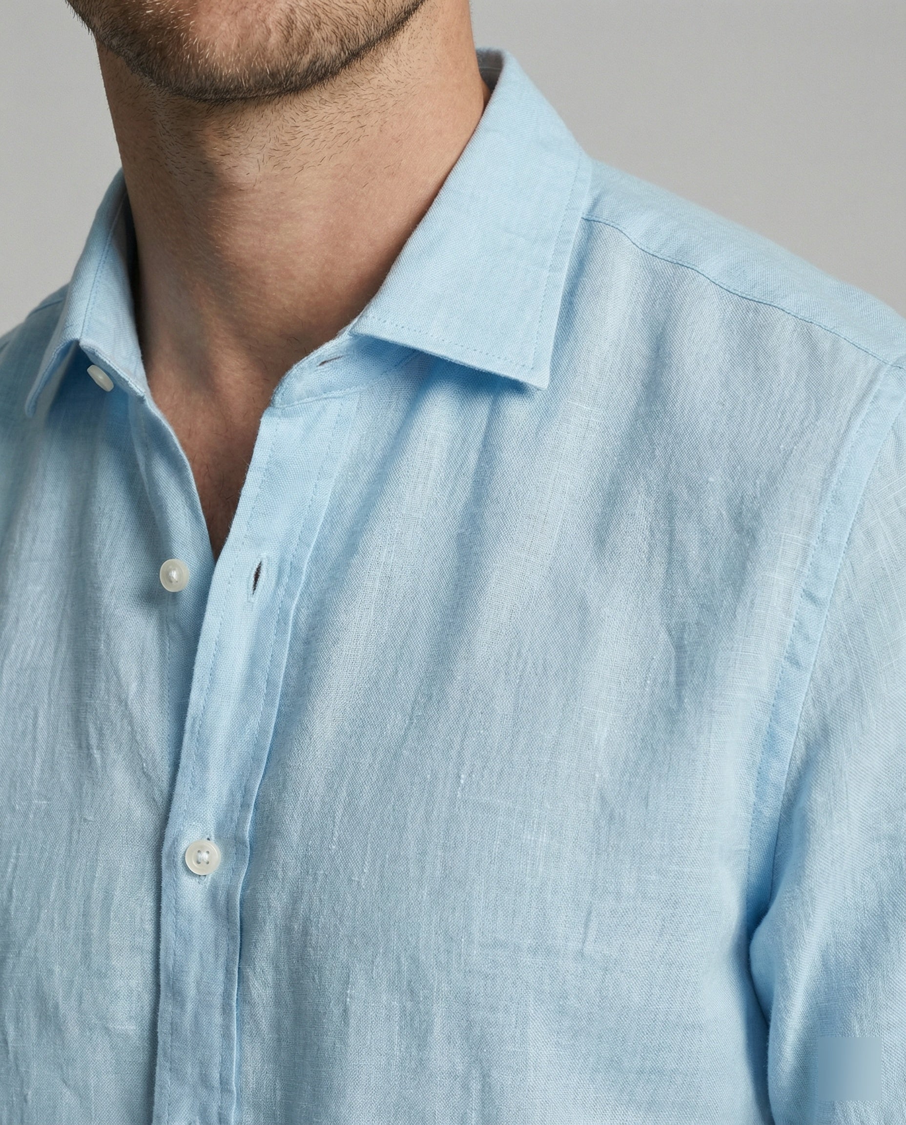 Men's Linen Shirt Stand Collar Long Sleeve