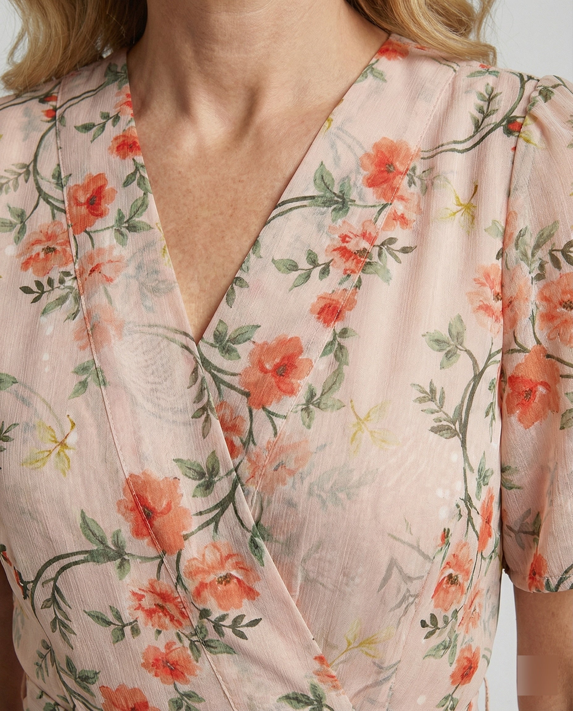Women's midi dress wrap look floral