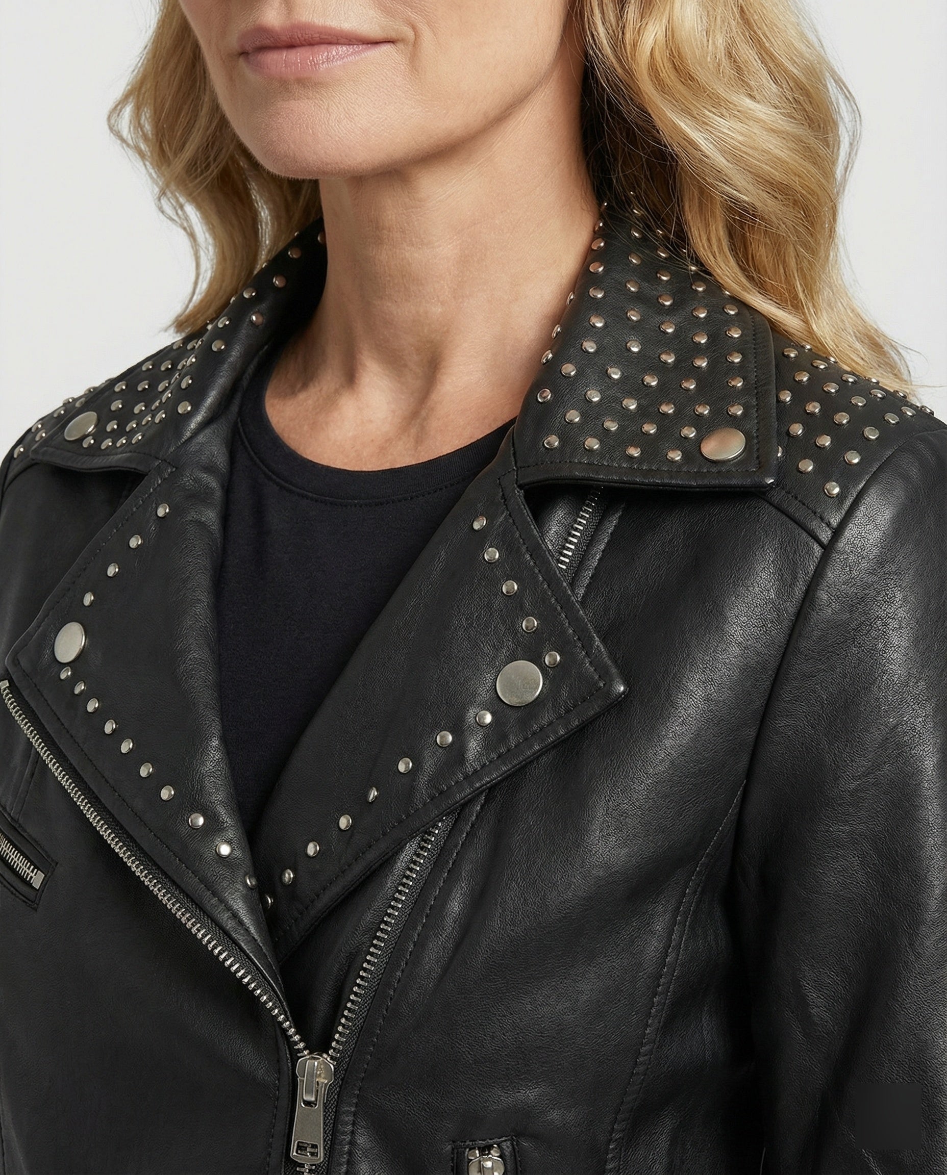 Womens Leather Jacket Black Blouson