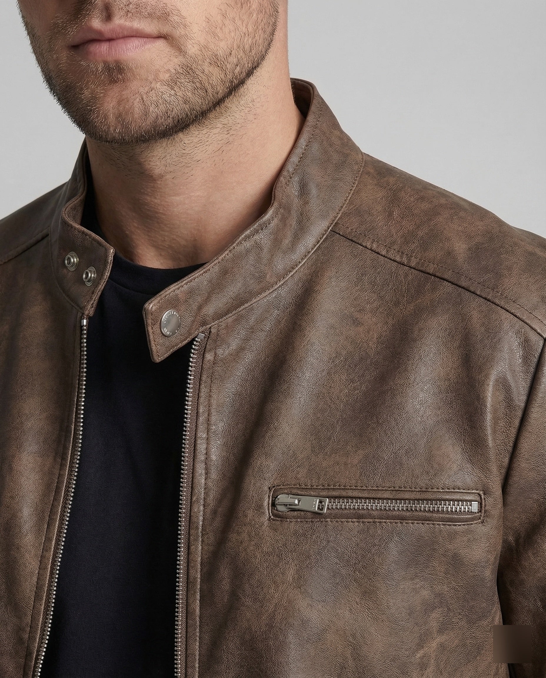Men's Leather Look Short Jacket