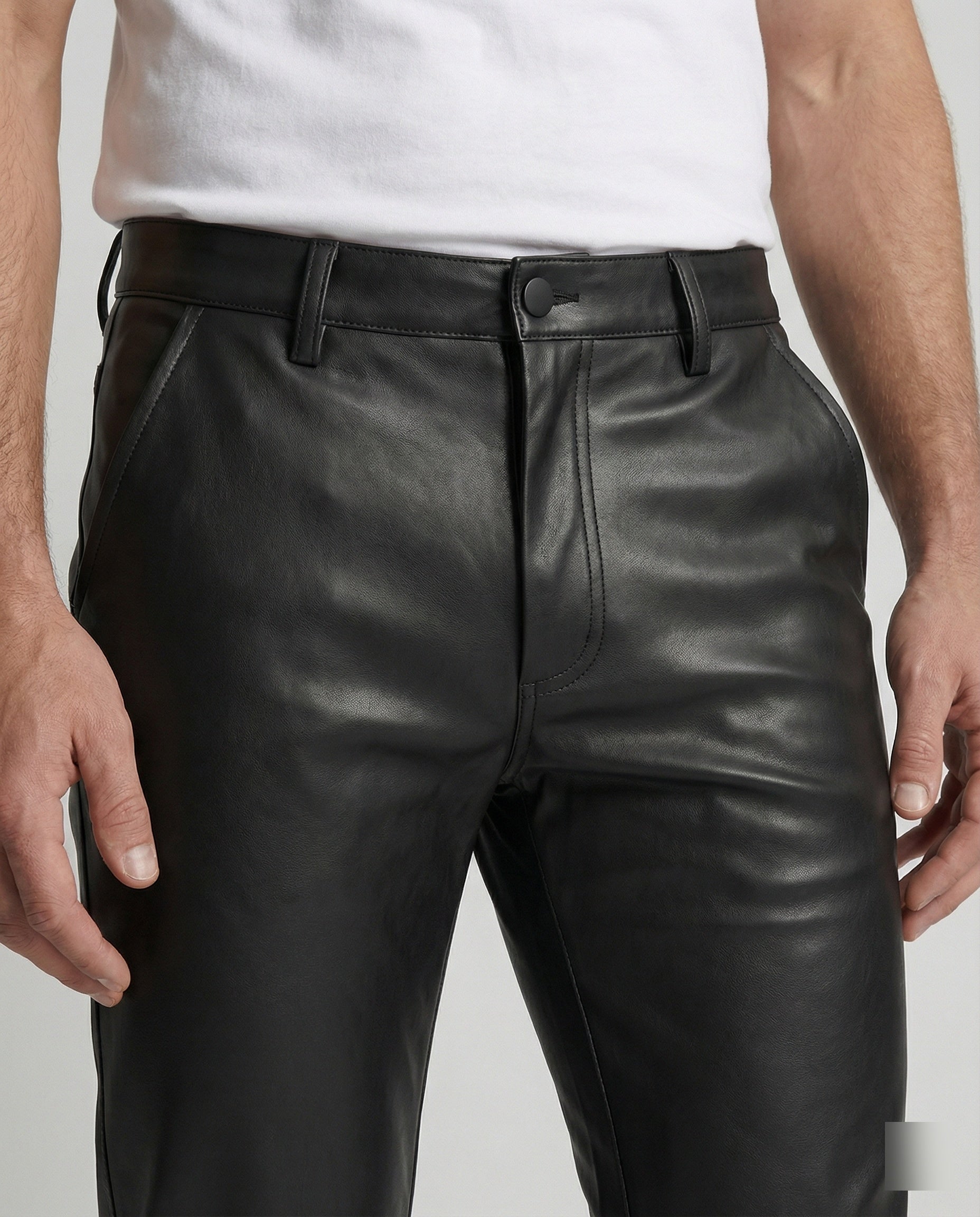 Men's Faux Leather Pants Slim Fit