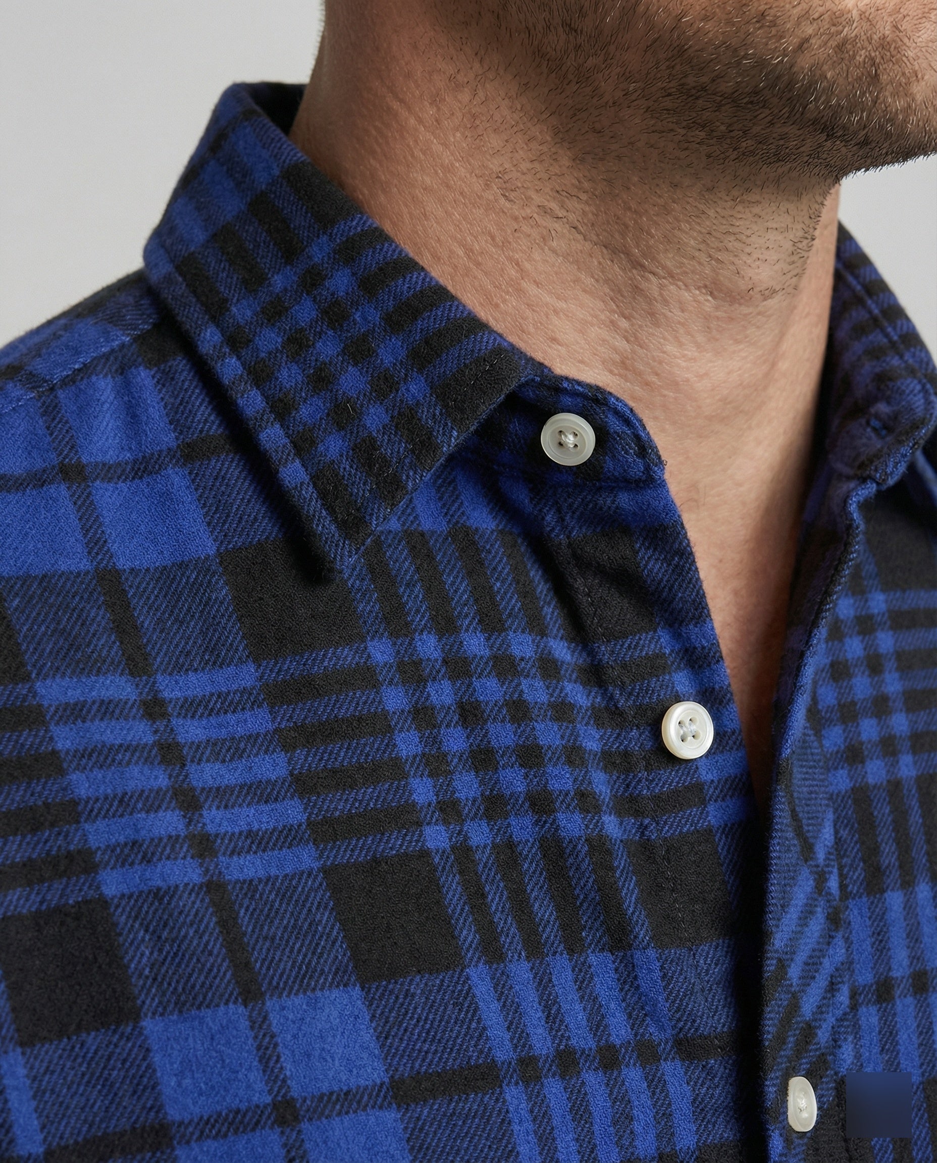 Men's Long Sleeve Shirt Checked with Kent Collar