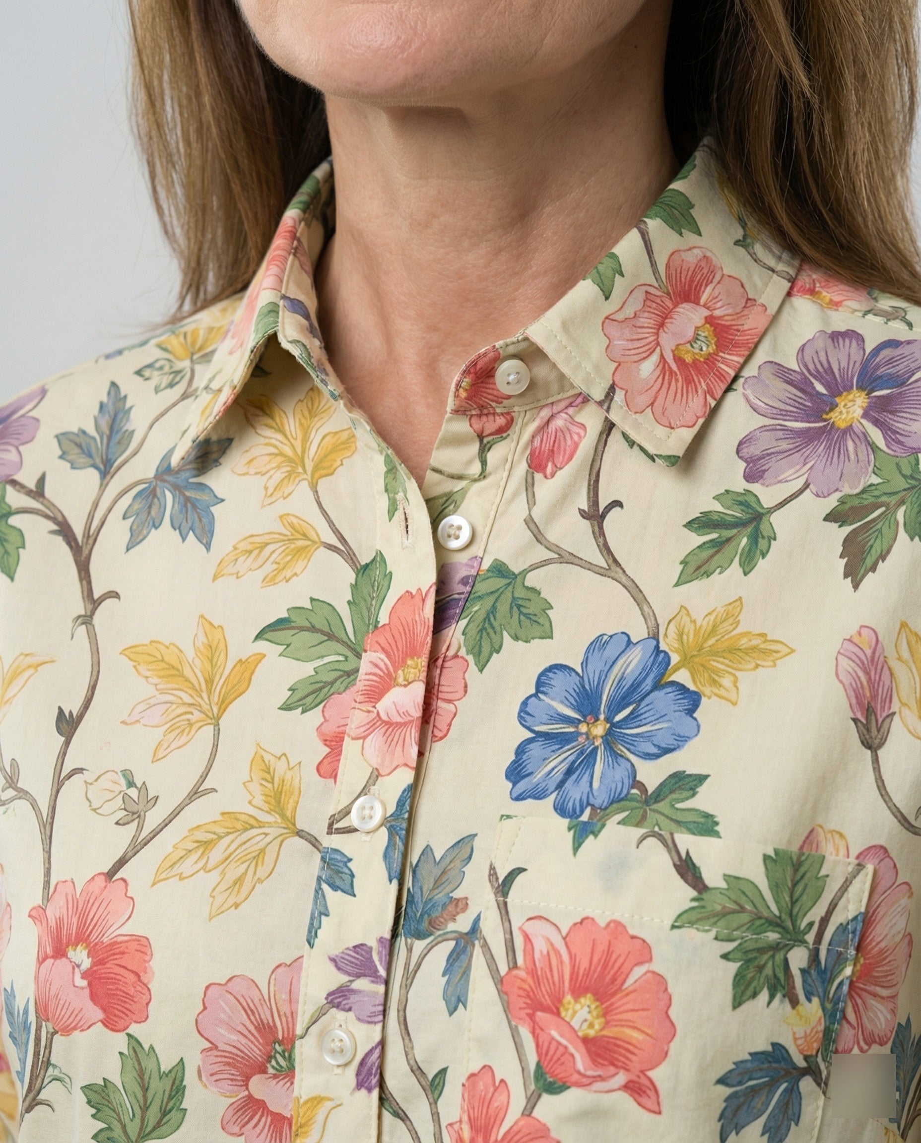 Women's Blouse Linen Floral
