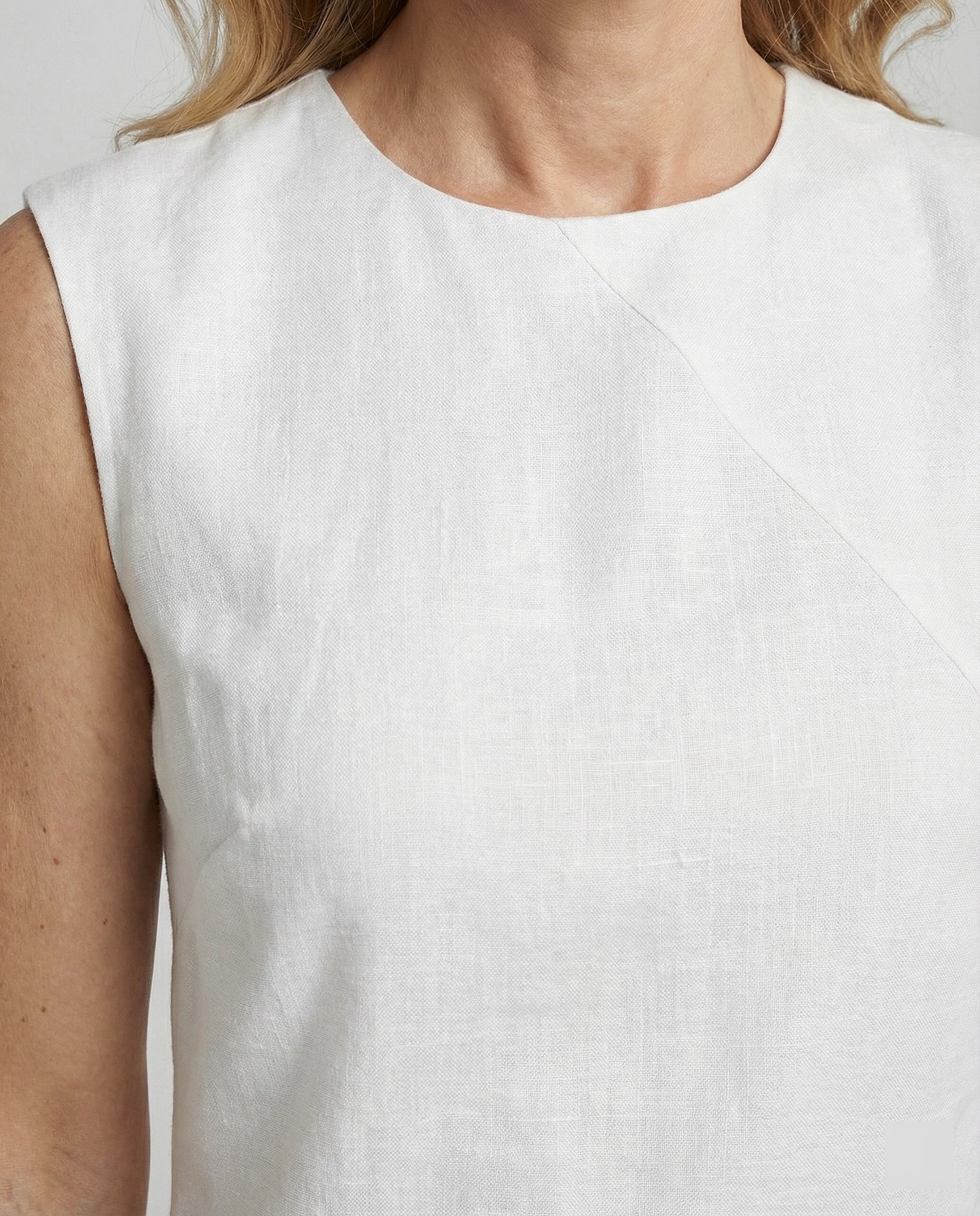 Midi dress summer made of linen with asymmetrical hem