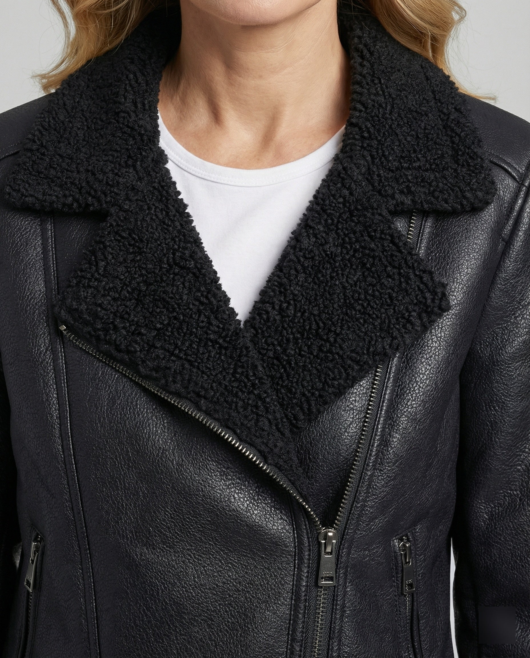 Women Leather Jacket Black Lined