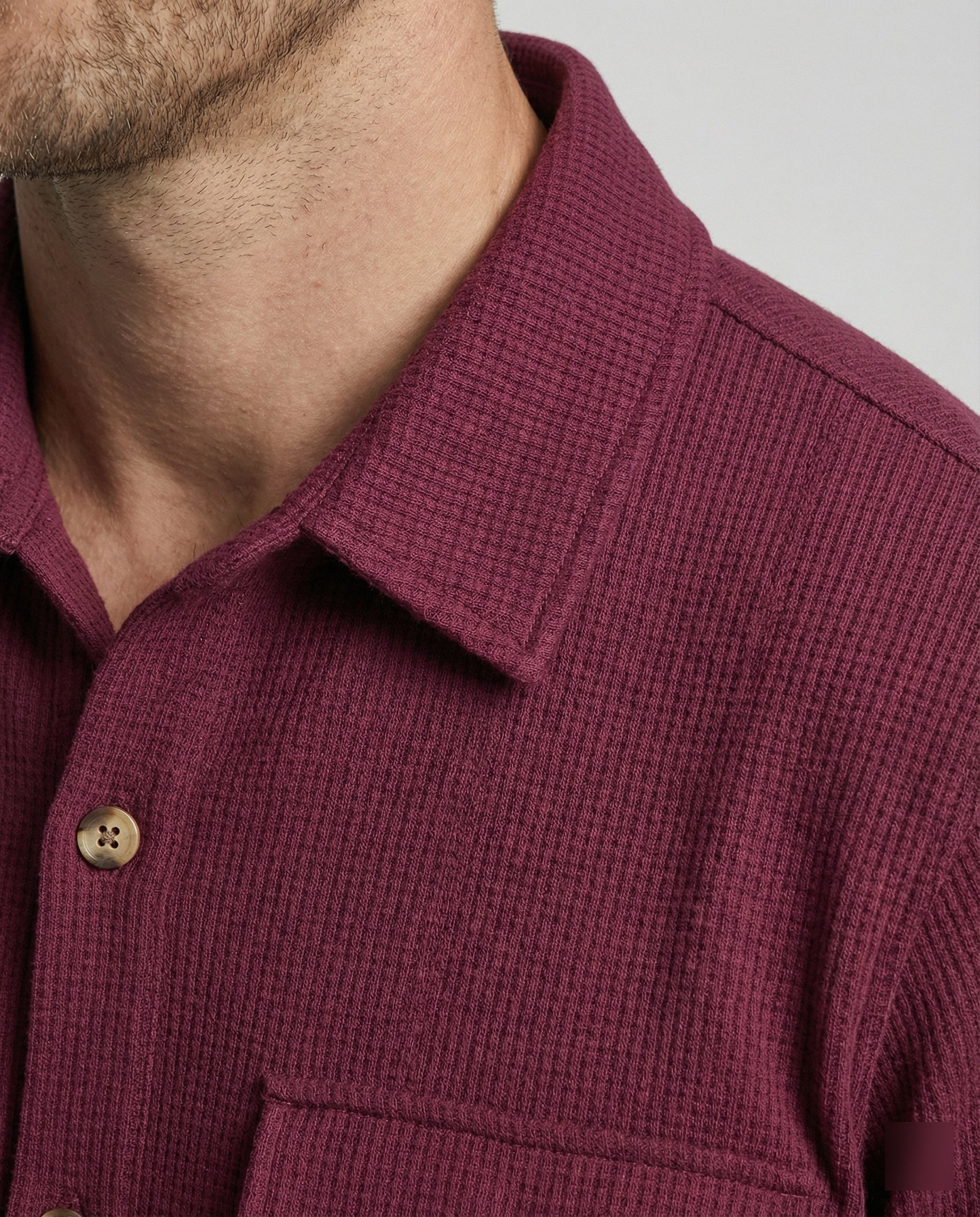 Men's Short Sleeve Shirt with Textured Fabric