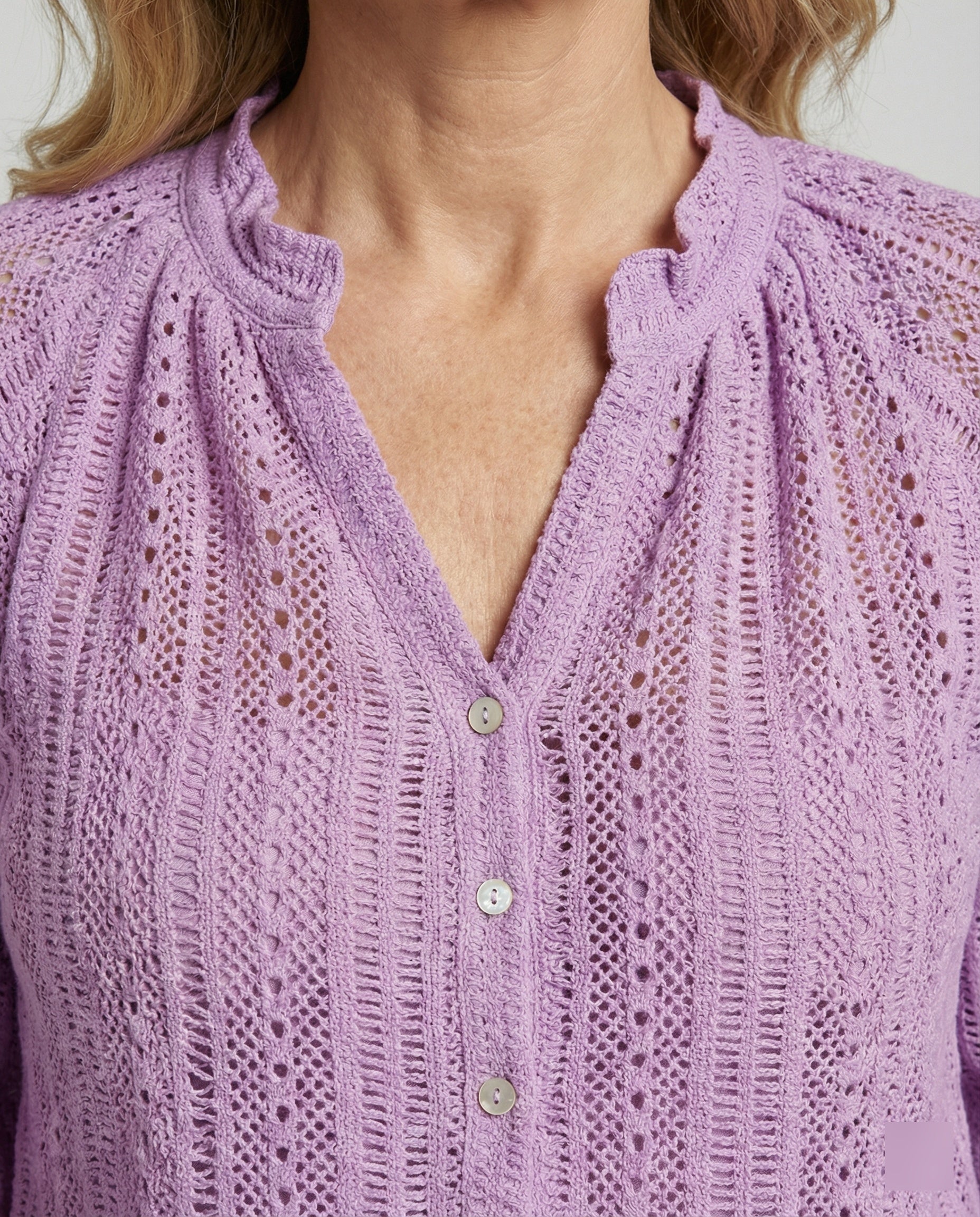 Crochet Lace Blouse With V-Neck Women's