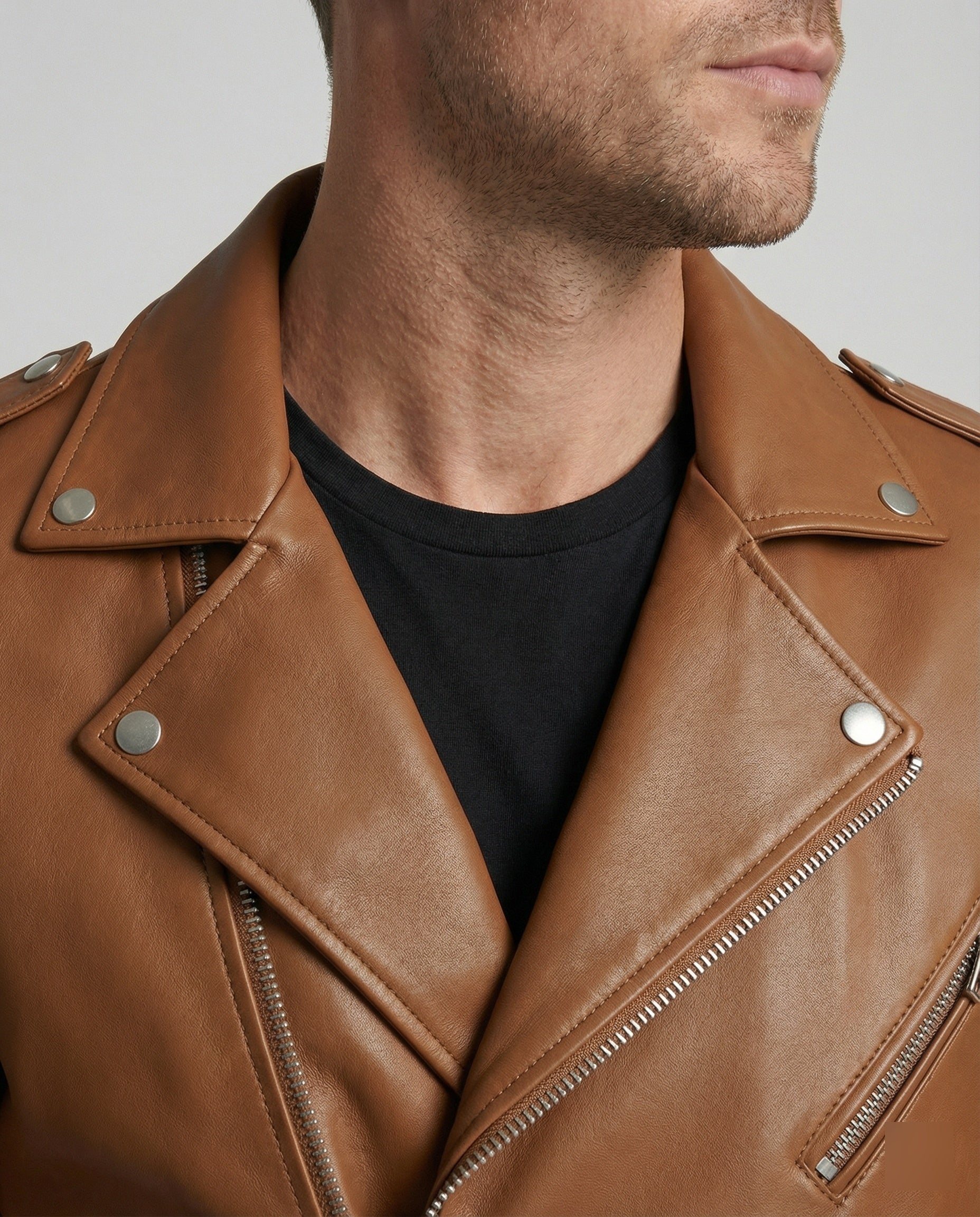 Men's Biker Jacket Faux Leather Tailored