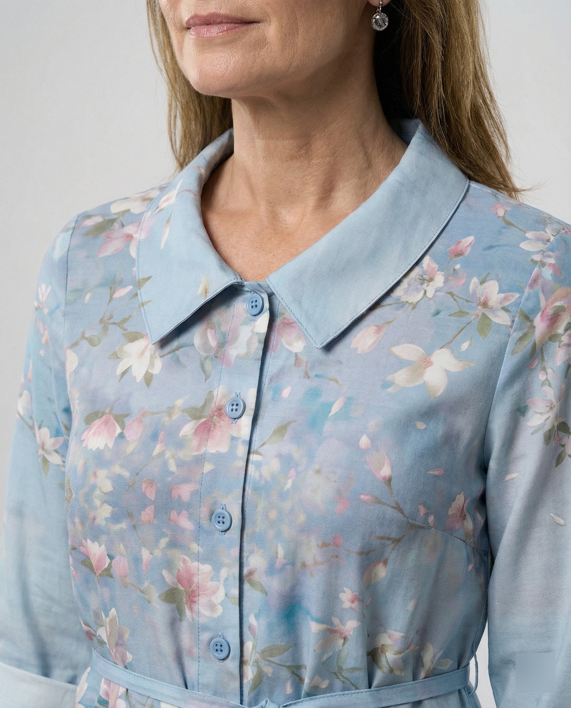 Maxi dress women floral linen blend
