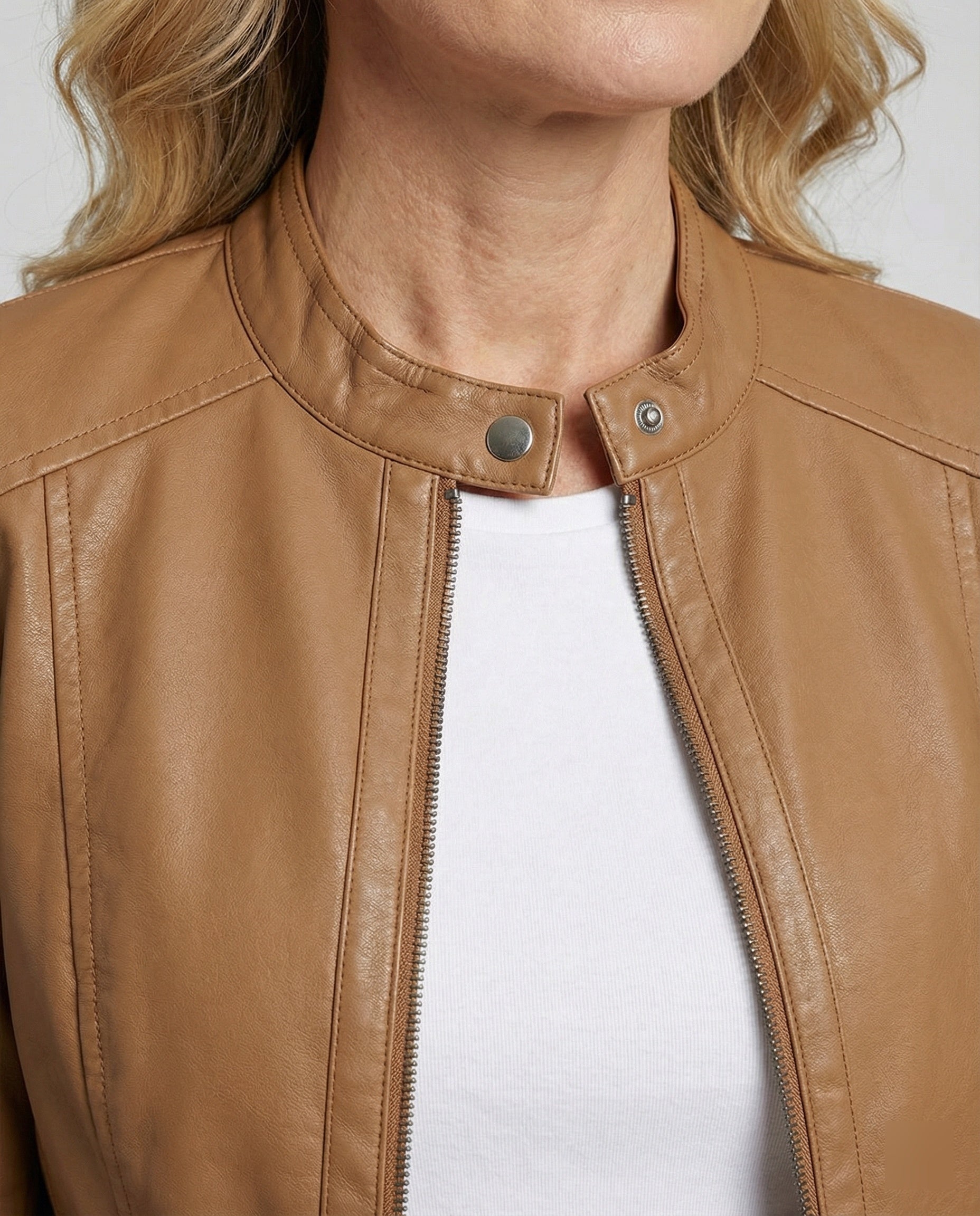 Women's Biker Jacket Faux Leather