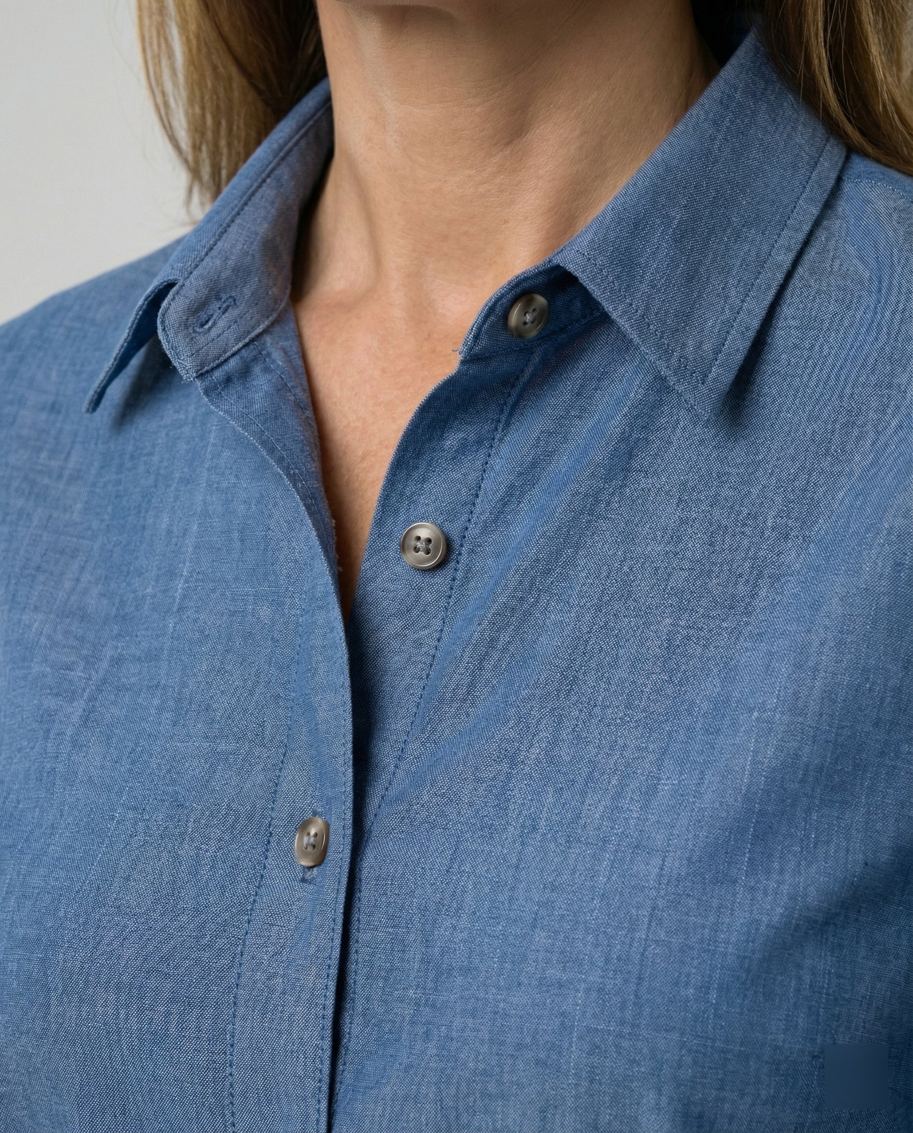 Bicolored blouse shirt denim look women