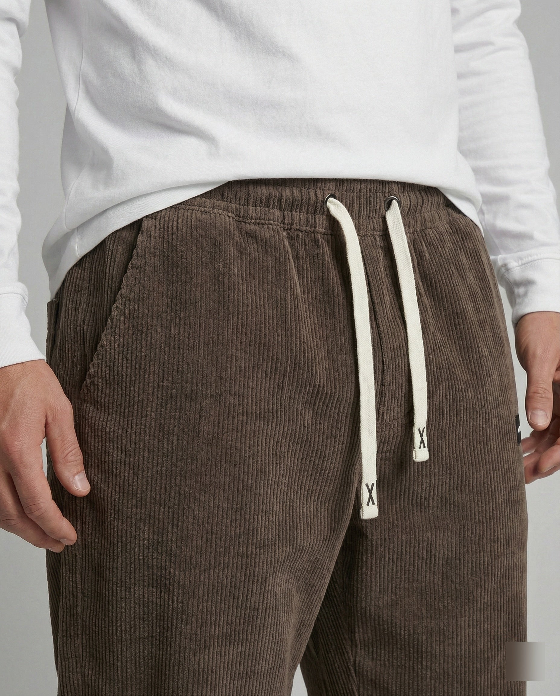 Men's corduroy pants wide with drawstring