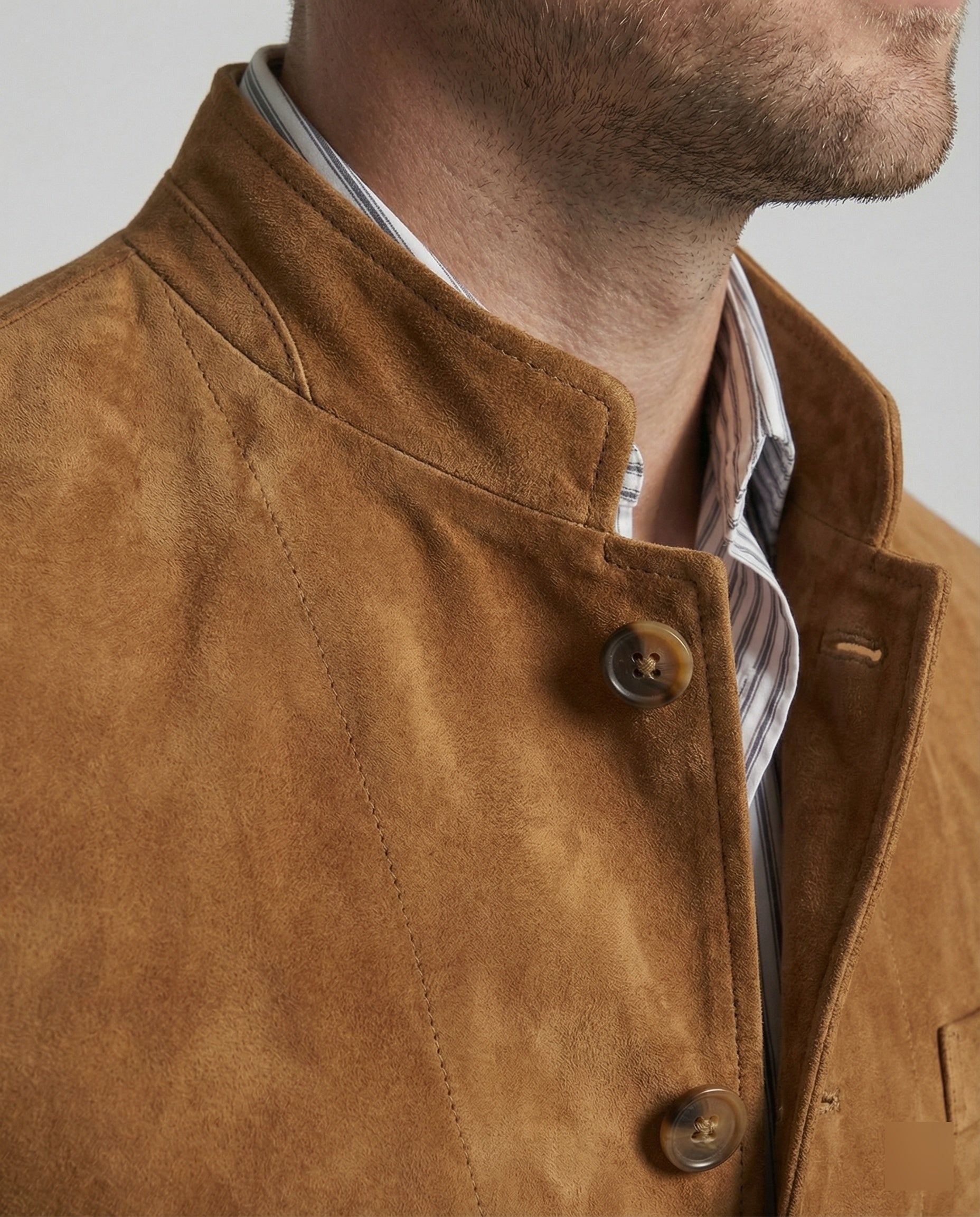 Men's Blazer Leather Look with Stand-Up Collar