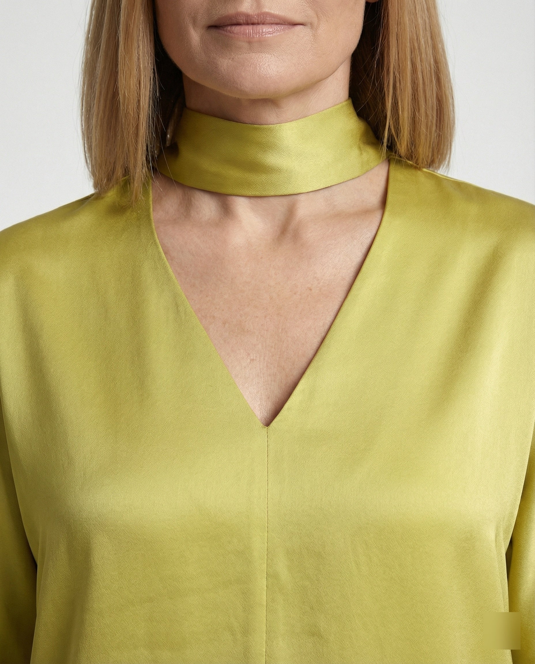 Women's satin blouse elegant with stand-up collar
