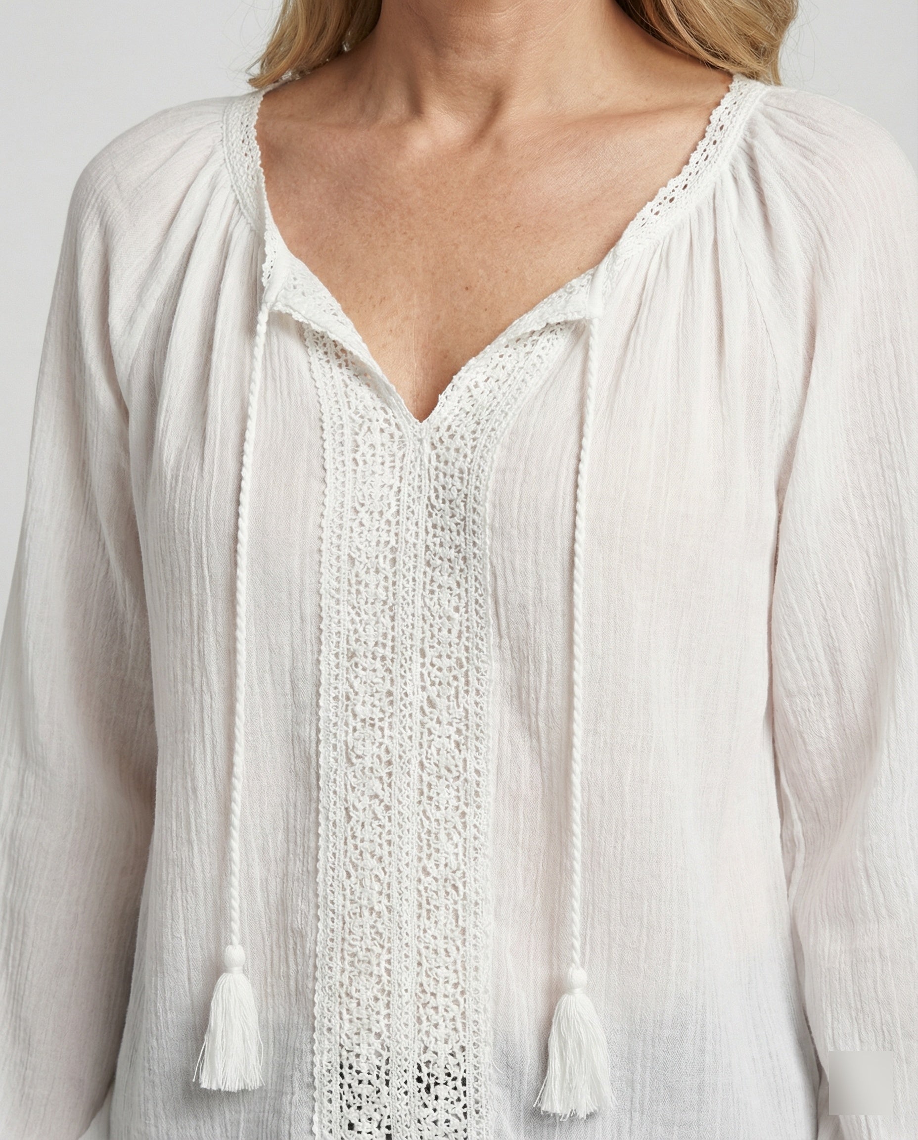Women Boho Blouse Top with Lace Summer